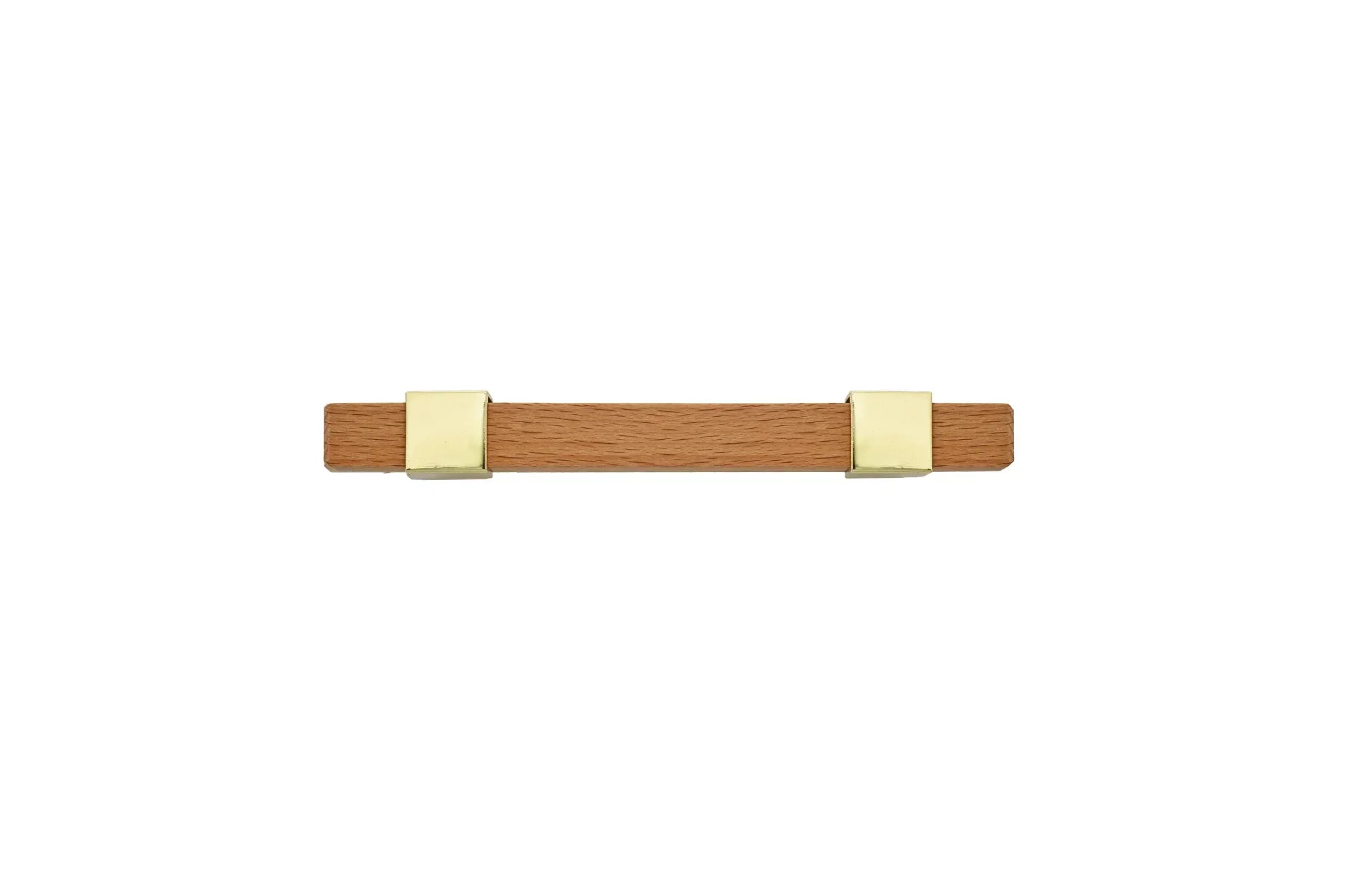Mantara Lorien Handle W-0028 is a modern zinc and beech wood handle in Gold ideal for kitchen and dresser drawers.