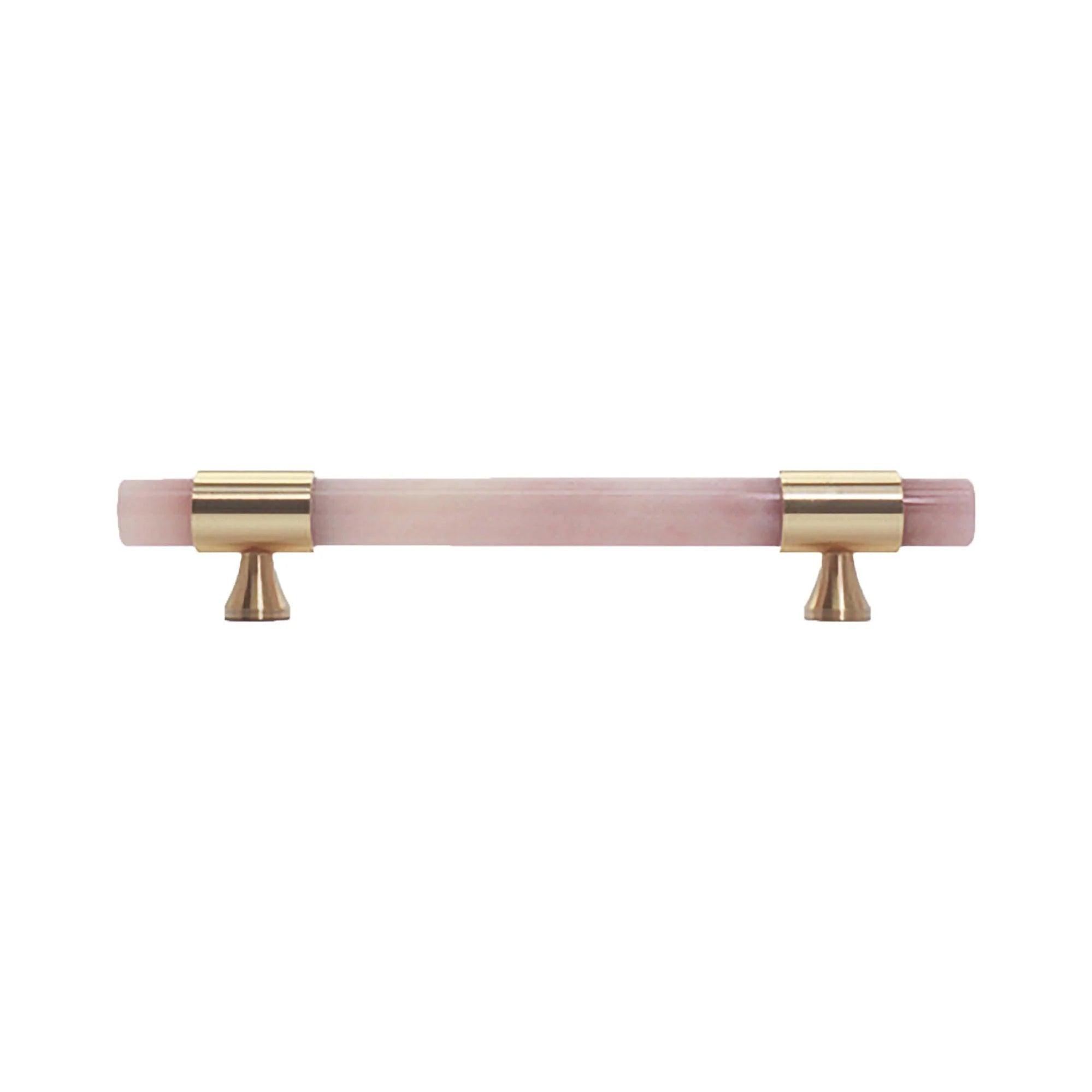 The Mantara C-0014-128 Luster Handle is a modern crystal and brass handle in pink, ideal for wardrobes and doors.