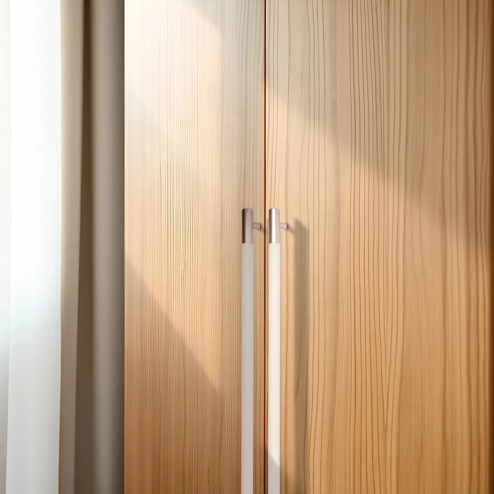 The Mantara L-0010 Lyra Handle is a modern aluminium + leather handle in white, ideal for kitchens, cabinets, and wardrobes.