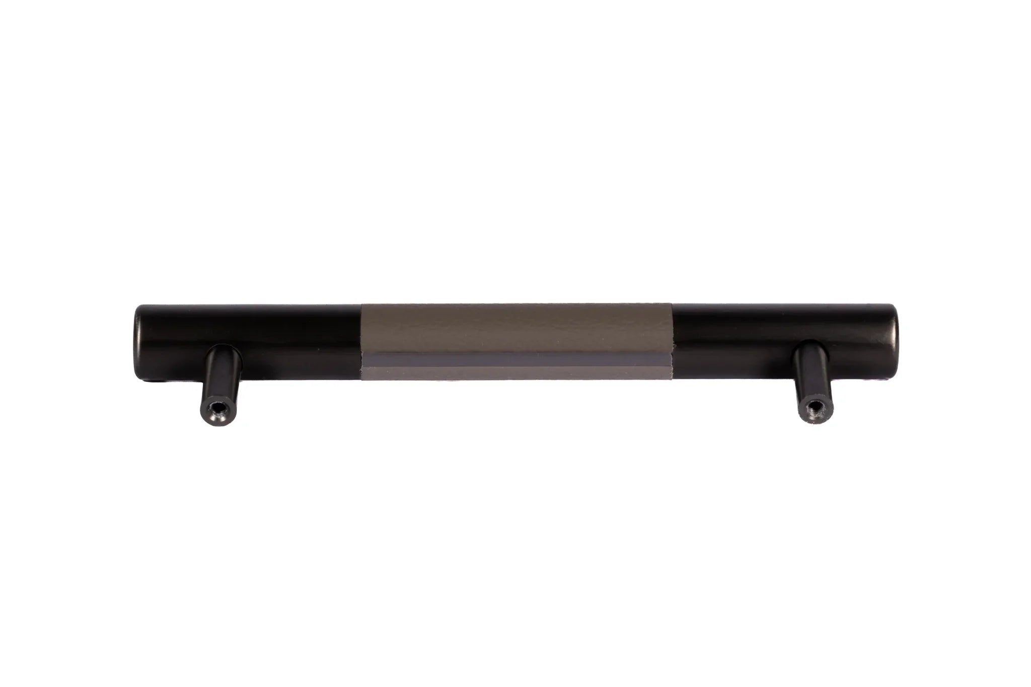 The Mantara L-0010 Lyra Handle is a modern aluminium + leather handle in grey, ideal for kitchens, cabinets, and wardrobes.