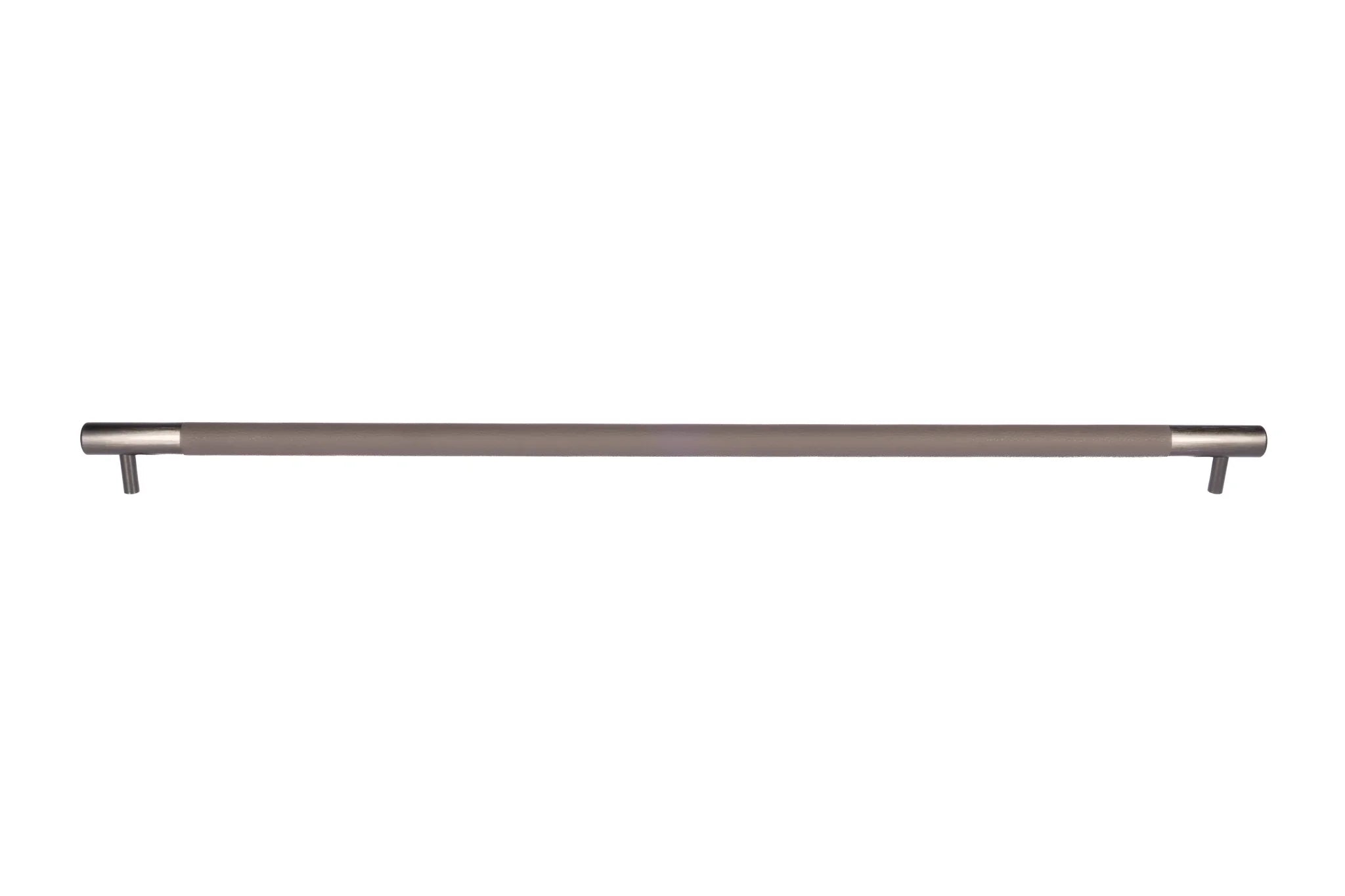 The Mantara L-0010 Lyra Handle is a modern aluminium + leather handle in grey, ideal for kitchens, cabinets, and wardrobes.