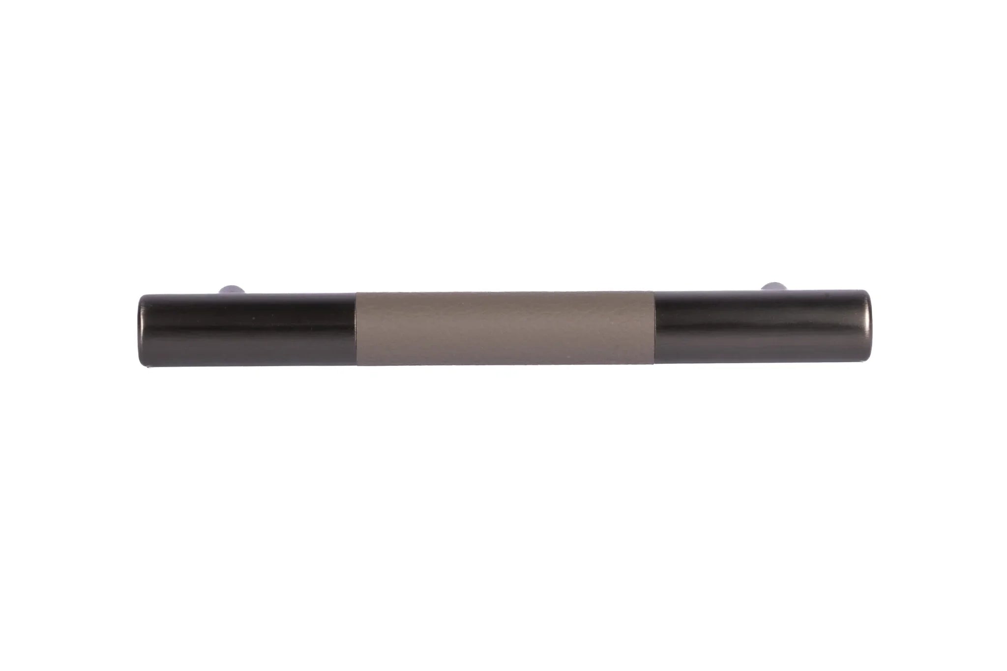 The Mantara L-0010 Lyra Handle is a modern aluminium + leather handle in grey, ideal for kitchens, cabinets, and wardrobes.