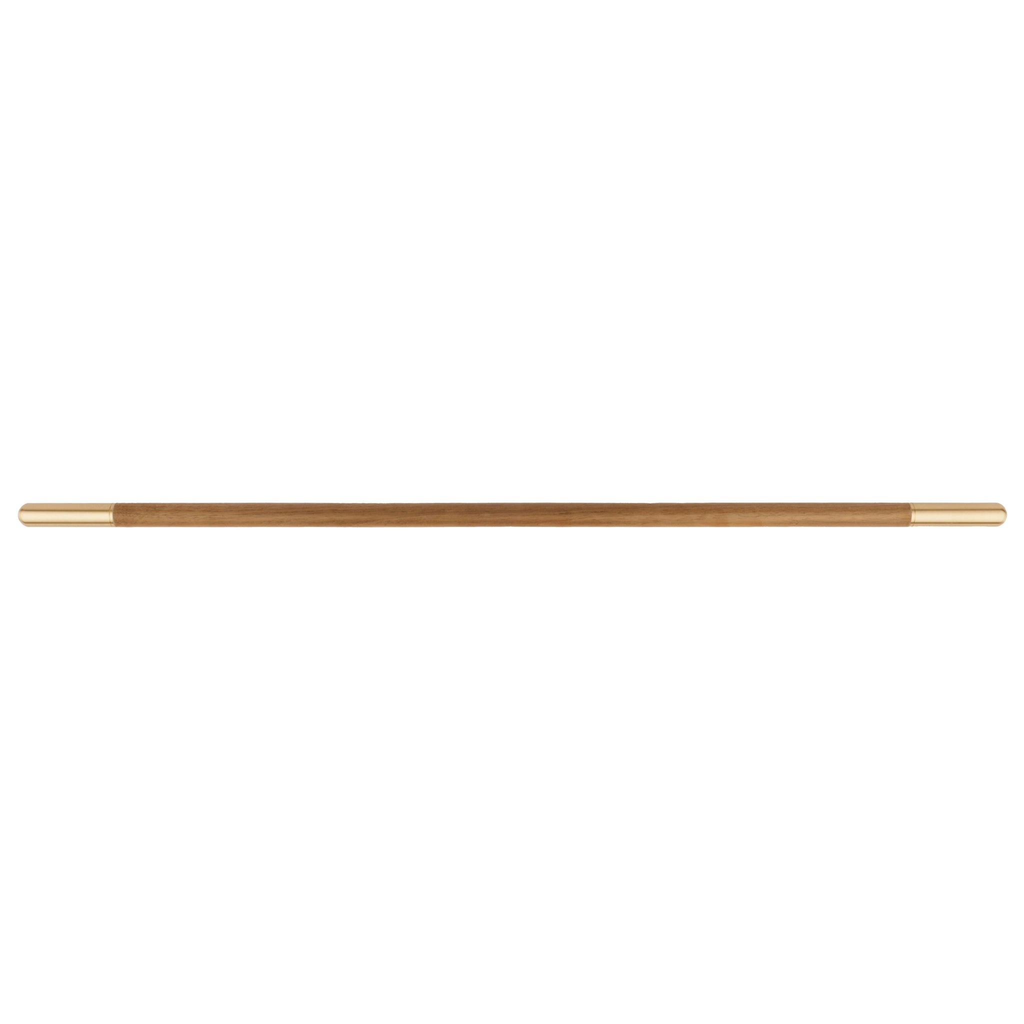Mahogany Handle W-0003-H in brown natural wood with brushed brass finish, 305mm & 610mm lengths, for wardrobes and furniture by Mantara.
