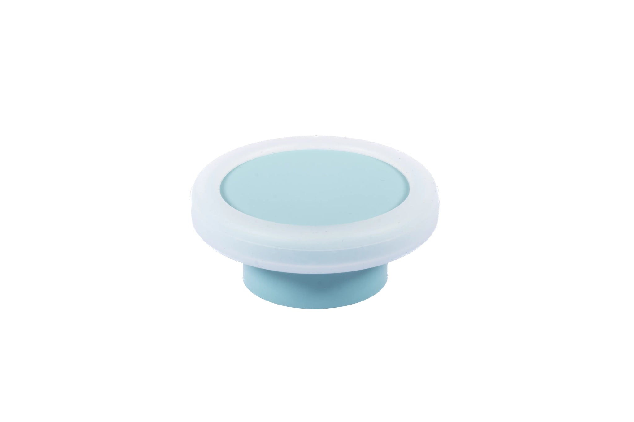 Mallow Knob S-0001 in blue silicone, brushed finish, 51mm size, for drawers by Mantara.