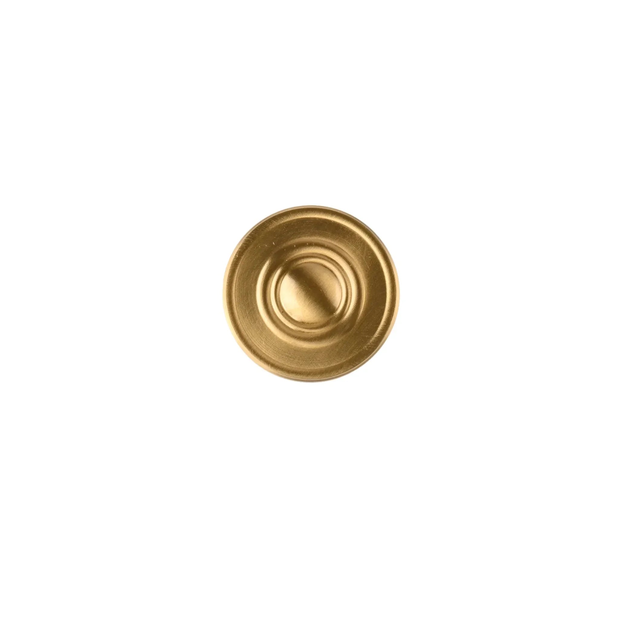 The Mantara B-0121 is a modern brass knob in gold with a brushed finish, ideal for kitchen drawers and dressers.