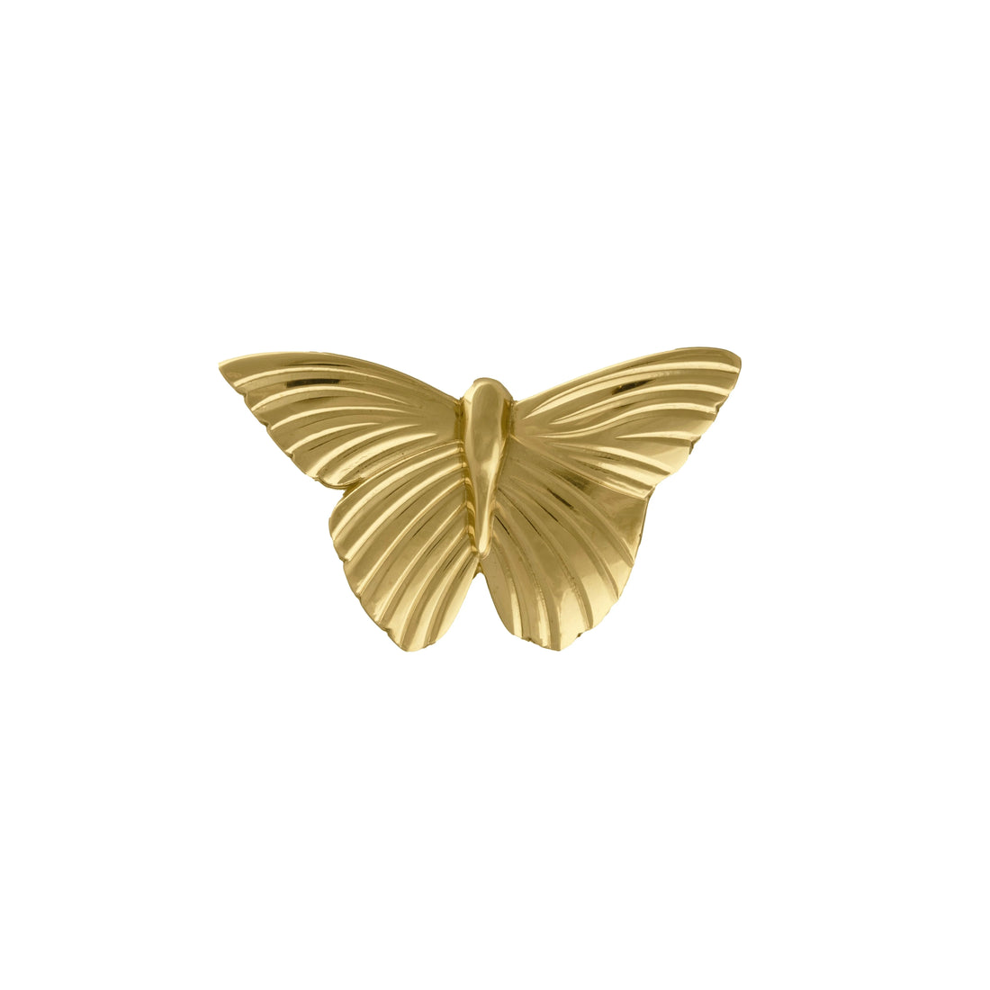 B‑0074 Mariposa solid brass knob in polished gold finish, measuring 80 mm length, ideal for doors, cabinets, drawers, wardrobes, bedrooms and bathrooms by Mantara.