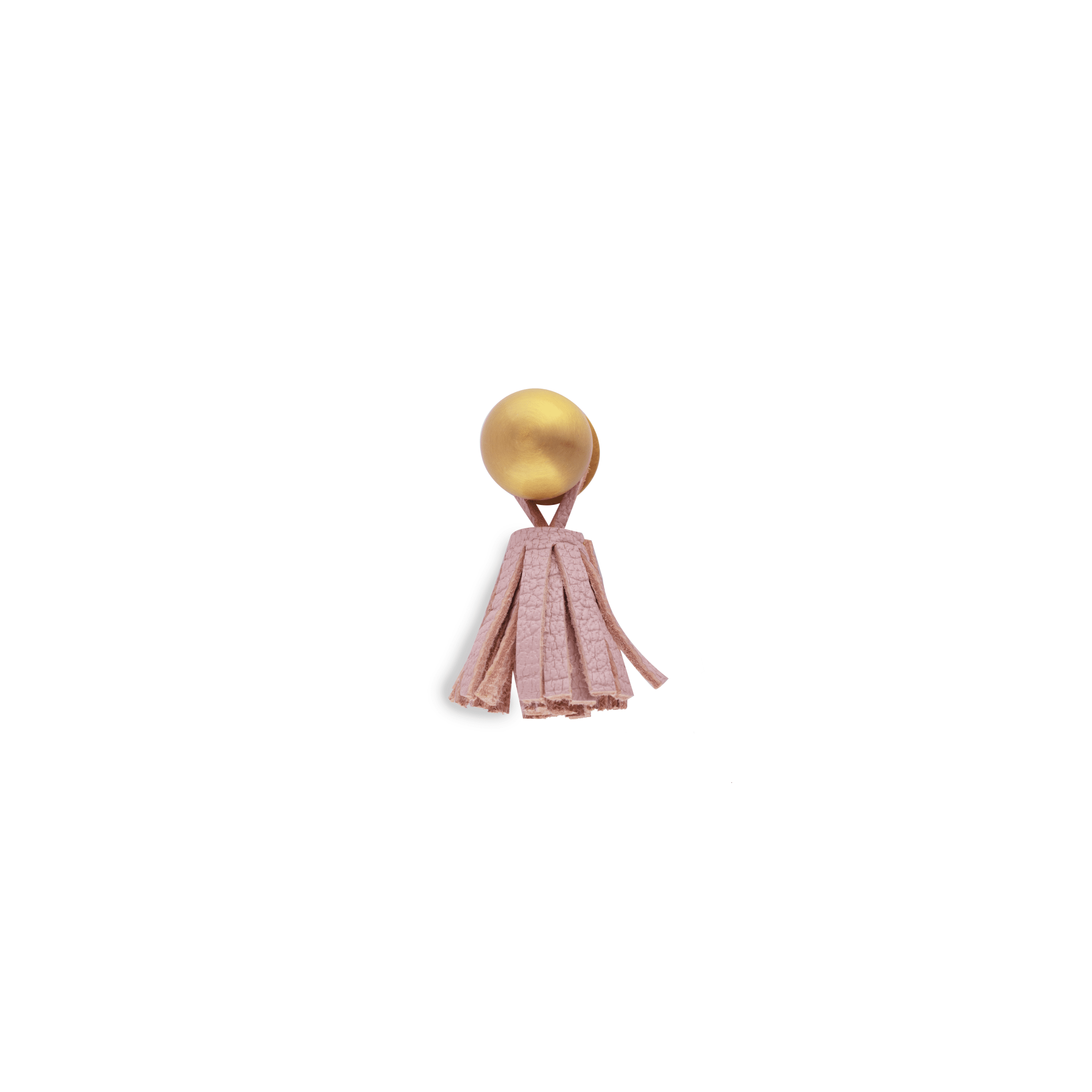 The Mantara L-0002 Maverick Drop Knob is a modern leather and brass knob in pink, ideal for kitchens and furniture.