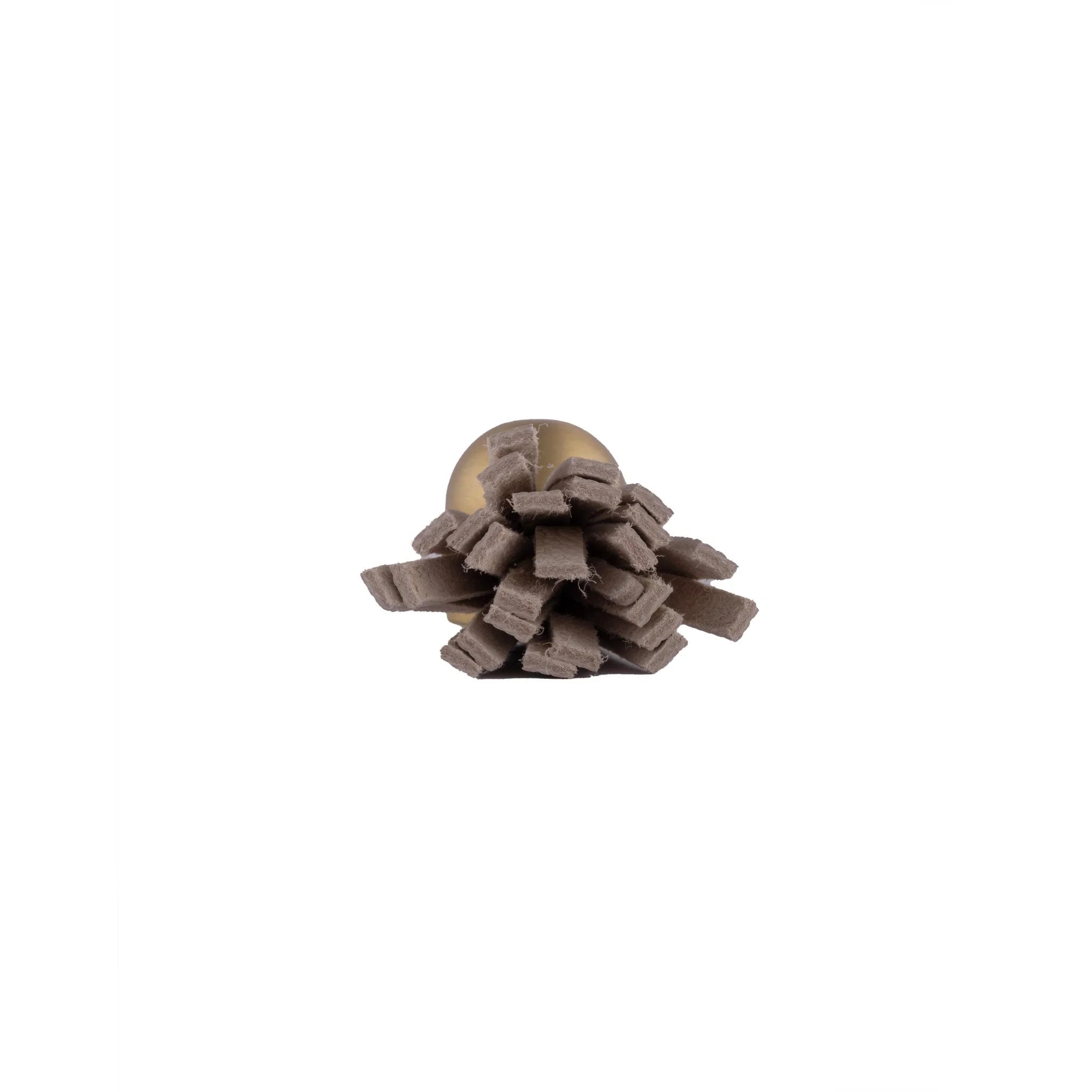 The Mantara L-0002 Maverick Drop Knob is a modern leather and brass knob in white, ideal for kitchens and furniture.