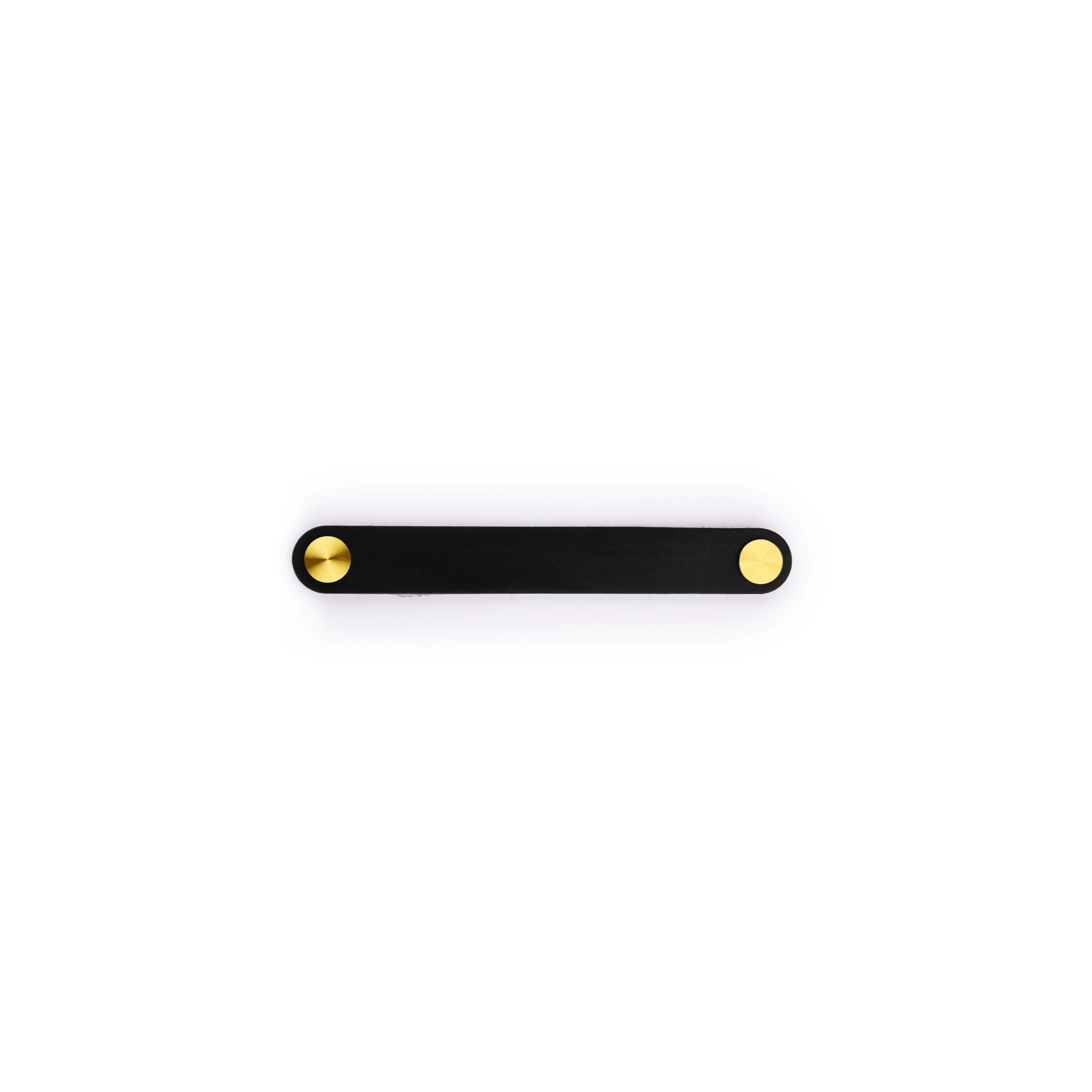 The Mantara L-0001-160 Maverick Handle is a Nordic leather and brass handle in black, ideal for kitchens and wardrobes.