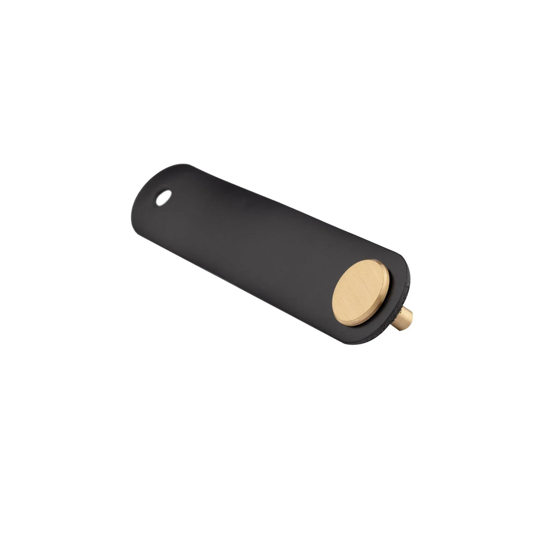 The Mantara L-0001 Maverick Pull Knob is a Nordic leather and brass knob in black, ideal for kitchens and furniture.