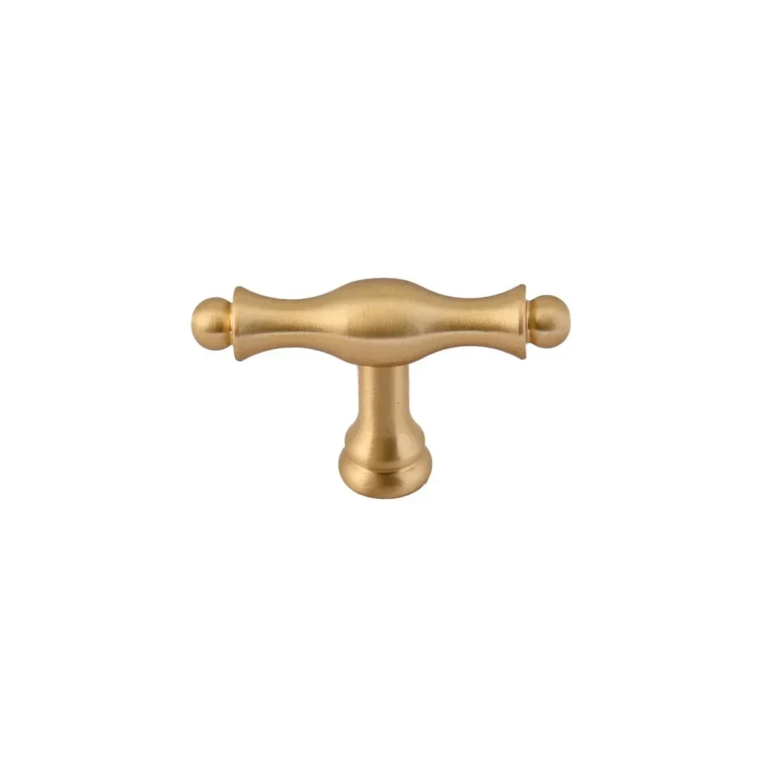 The Mantara B-0125 Miren Handle is a modern brass handle in bronze and gold, ideal for kitchen drawers, cabinets, and furniture.