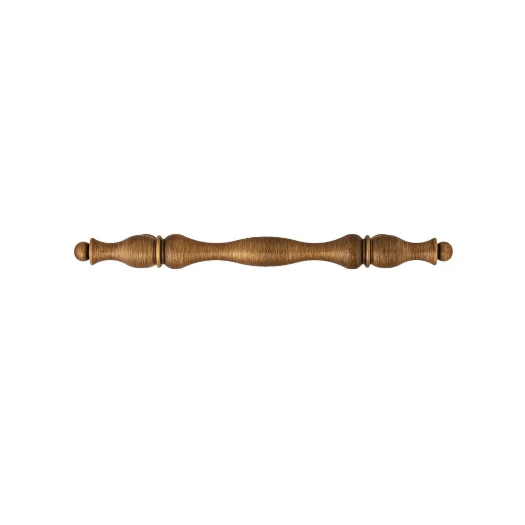 The Mantara B-0125 Miren Handle is a modern brass handle in bronze and gold, ideal for kitchen drawers, cabinets, and furniture.