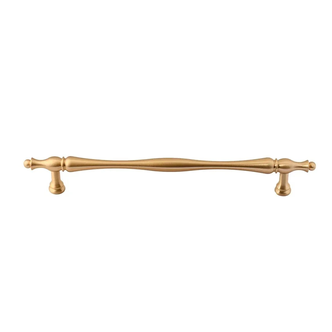The Mantara B-0125 Miren Handle is a modern brass handle in bronze and gold, ideal for kitchen drawers, cabinets, and furniture.
