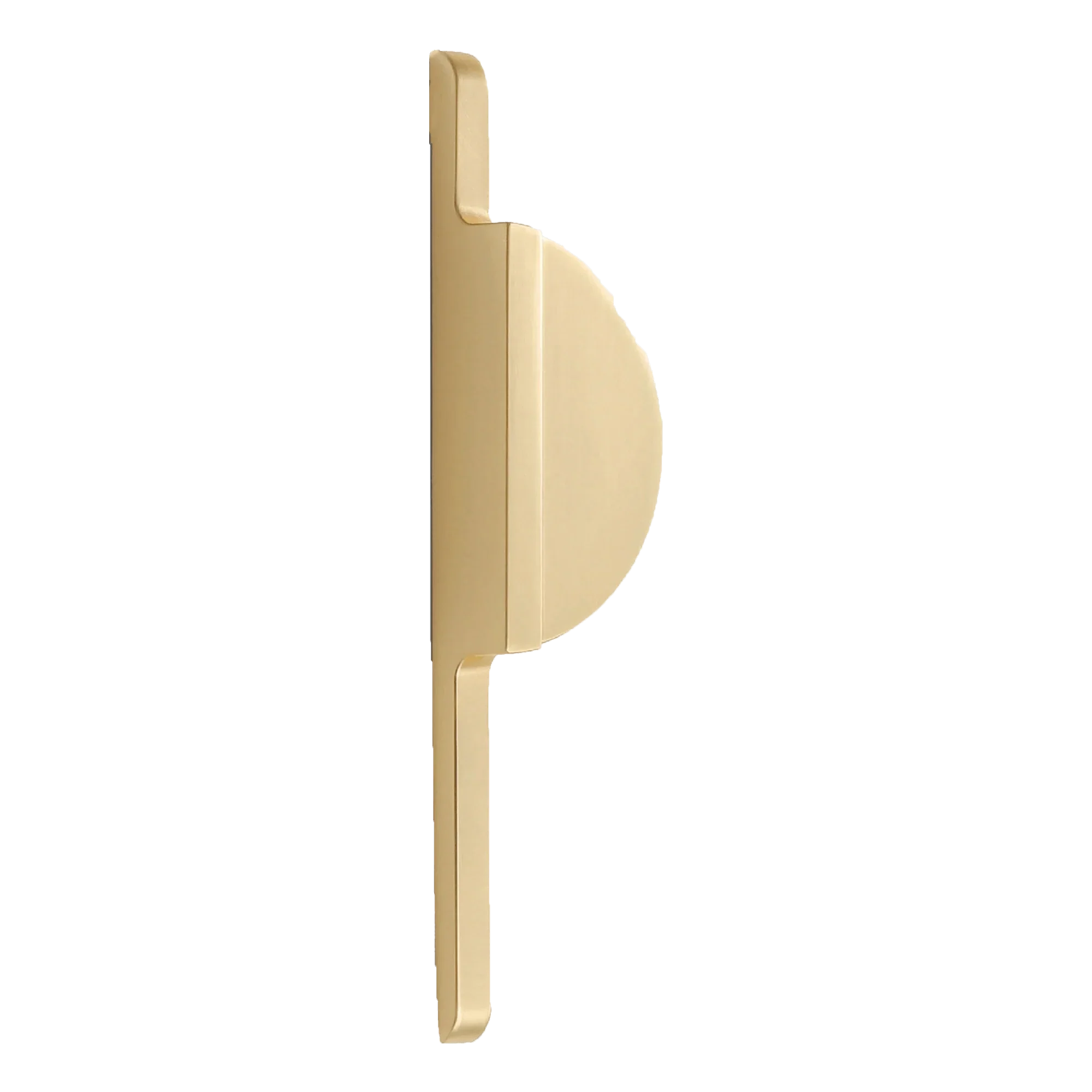 Mantara Moonshine Handle Z-0007 is a modern zinc handle in matte gold, ideal for wardrobes, doors, and drawers.