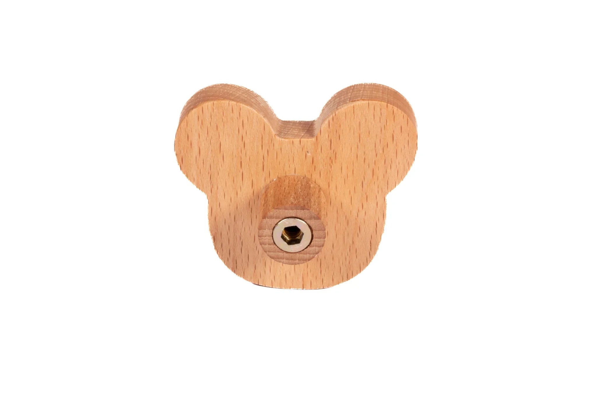 Mantara Mouse Knob W-0024 is a modern beige wooden knob/hook in brushed finish, ideal for kids’ rooms, drawers, and cabinets