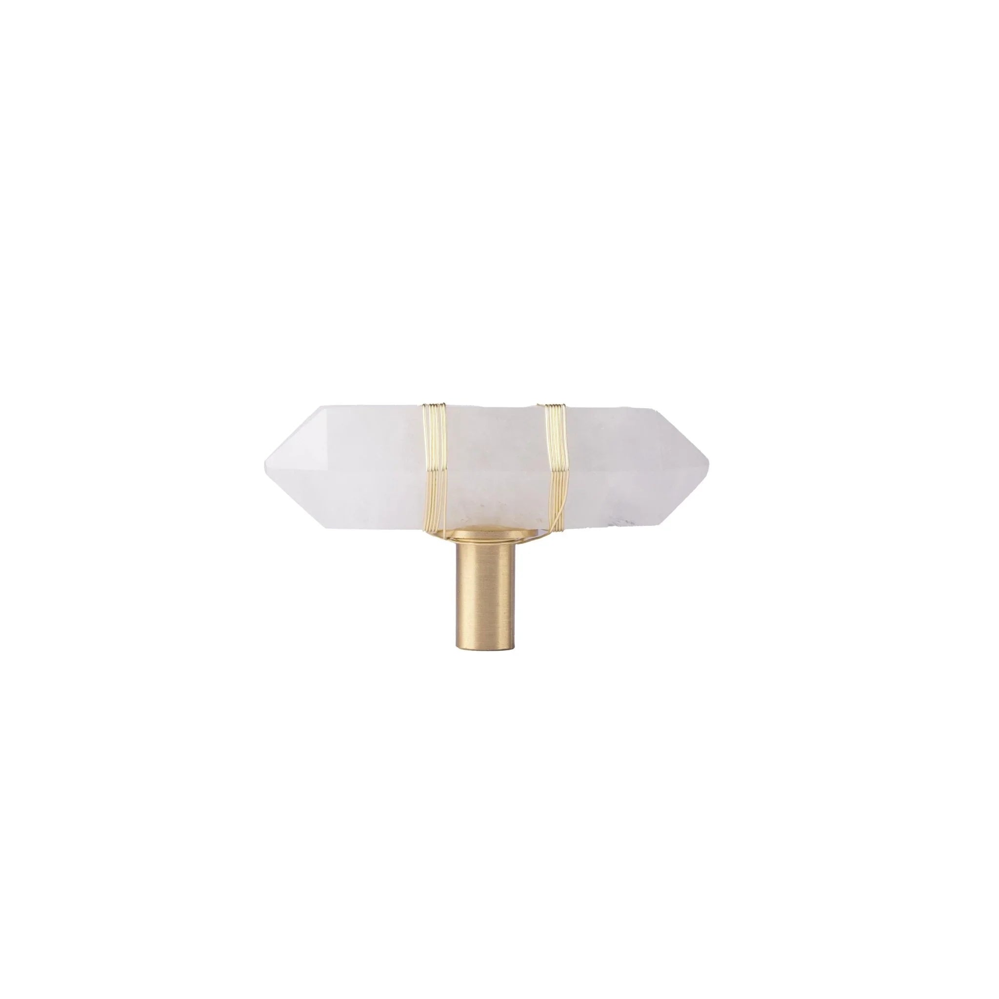 The Mantara C-0013 Mystic Handle is a modern crystal and brass knob in white, ideal for drawers and cabinets.