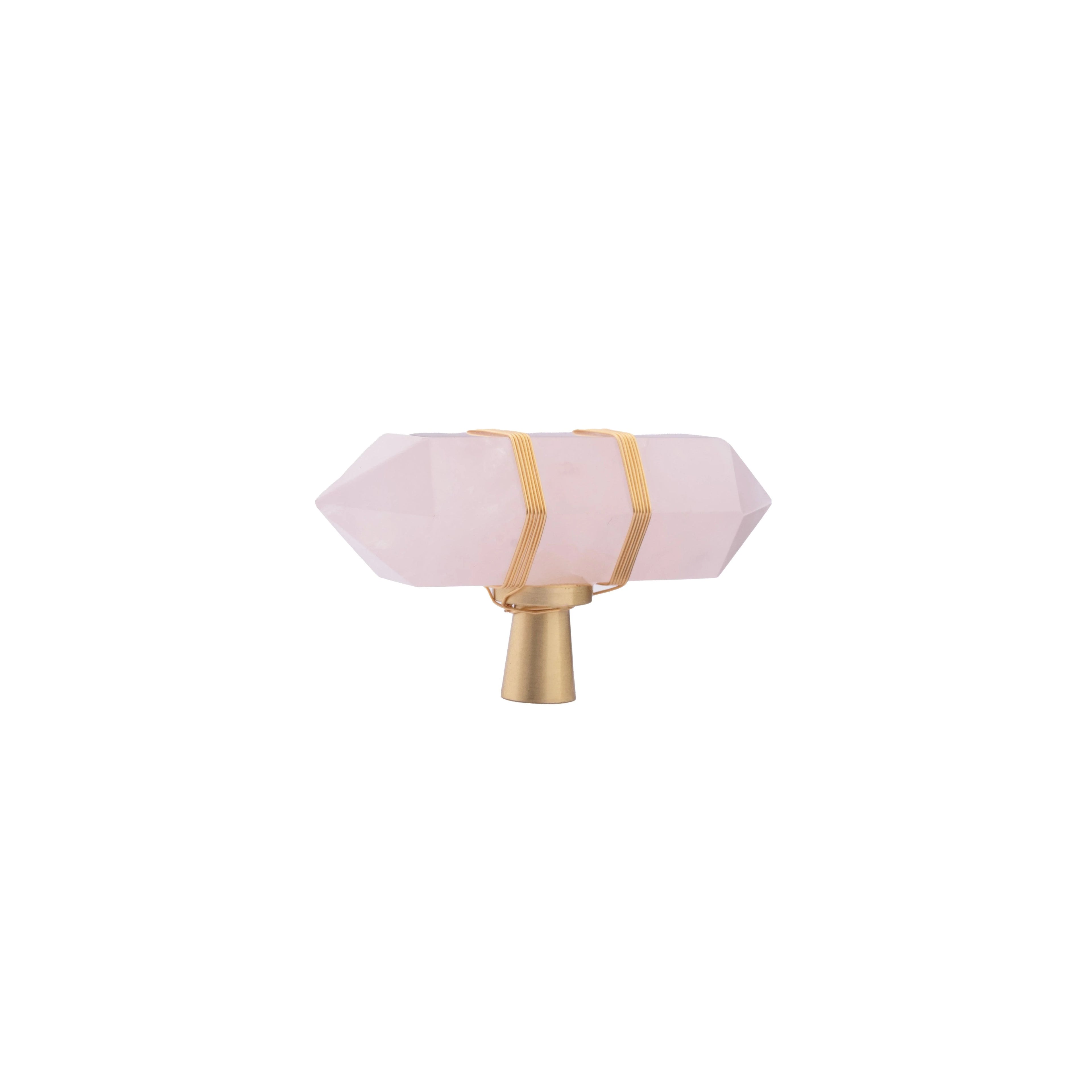 The Mantara C-0013 Mystic Handle is a modern crystal and brass knob in pink, ideal for drawers and cabinets.