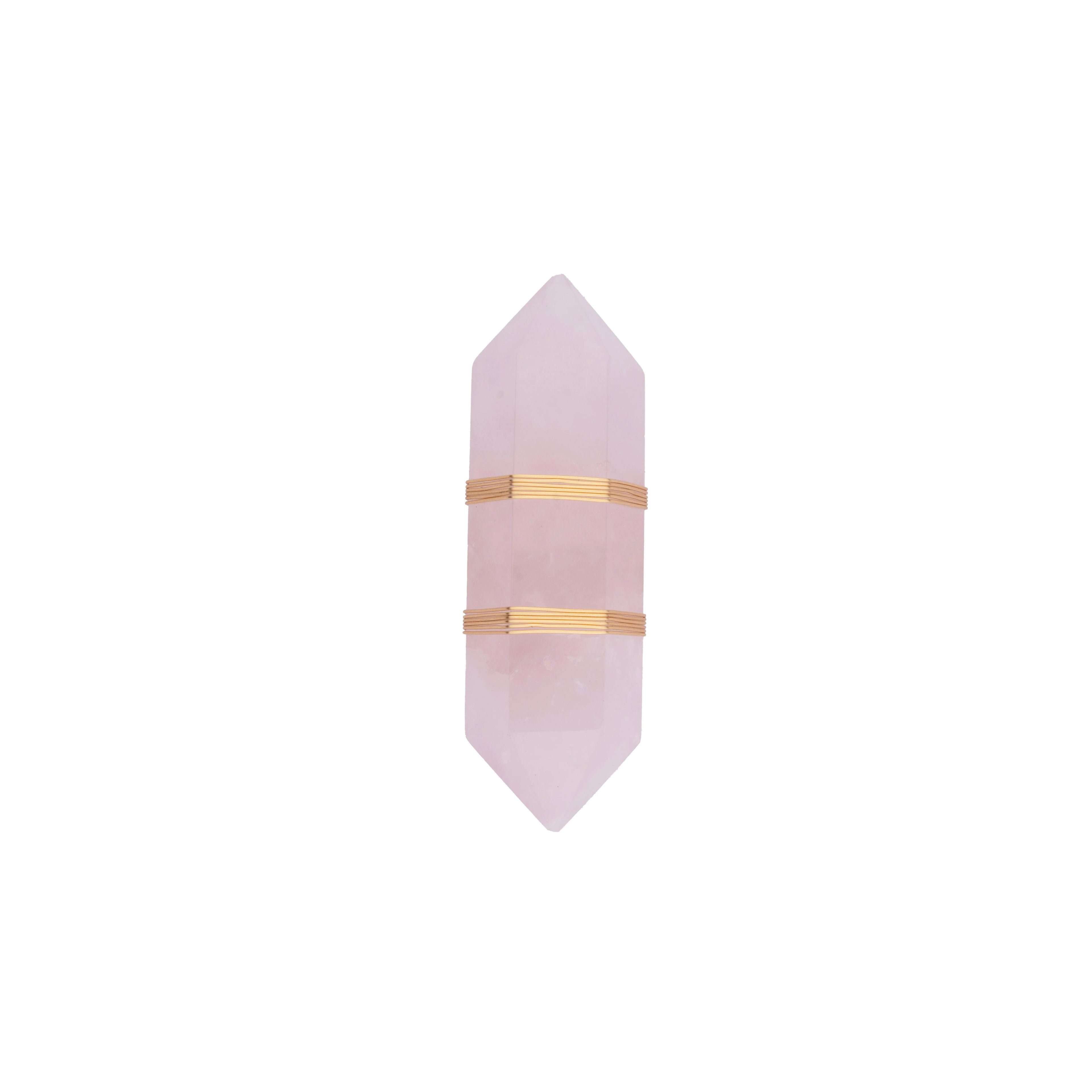 The Mantara C-0013 Mystic Handle is a modern crystal and brass knob in pink, ideal for drawers and cabinets.