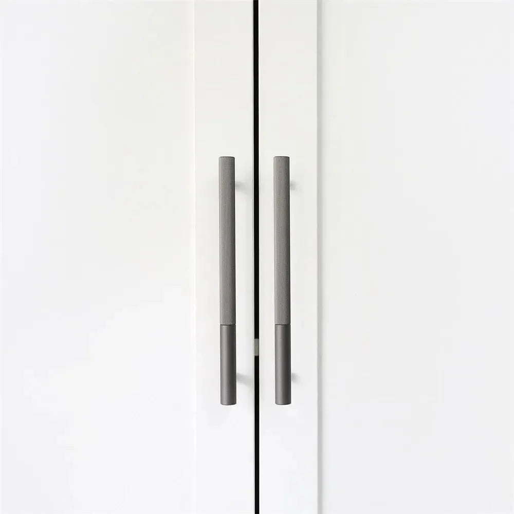 Neera handle AL-0011, grey aluminum, L168mm CC128mm, brushed finish, for wardrobes & dressers by Mantara