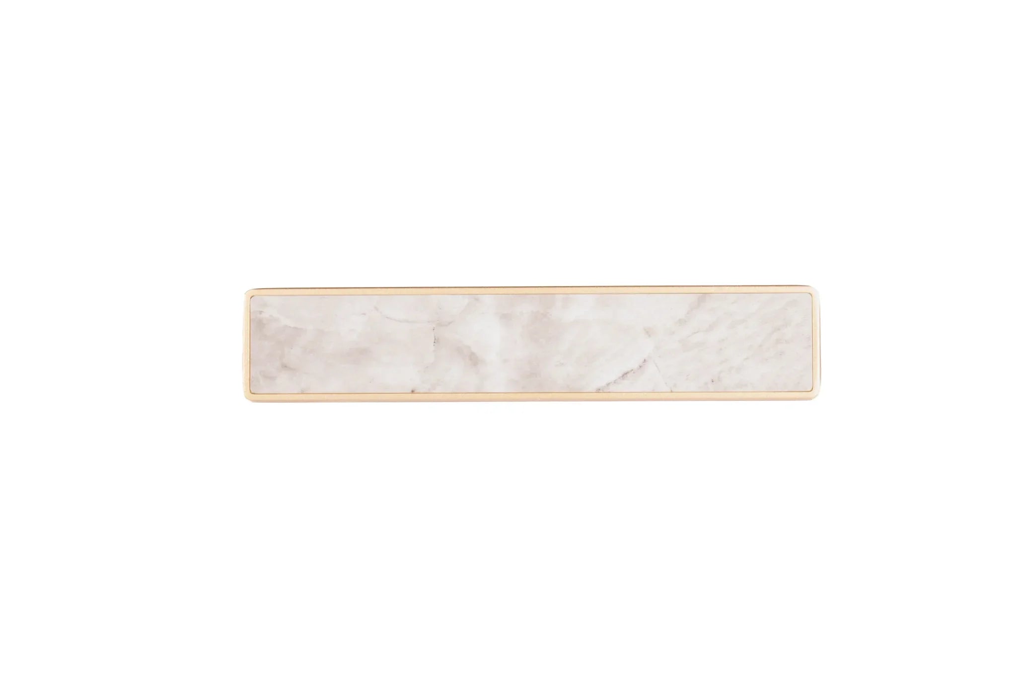 Mantara Noa Handle M-0013 is a modern marble & aluminium handle in white+gold, ideal for kitchen & dresser drawers.