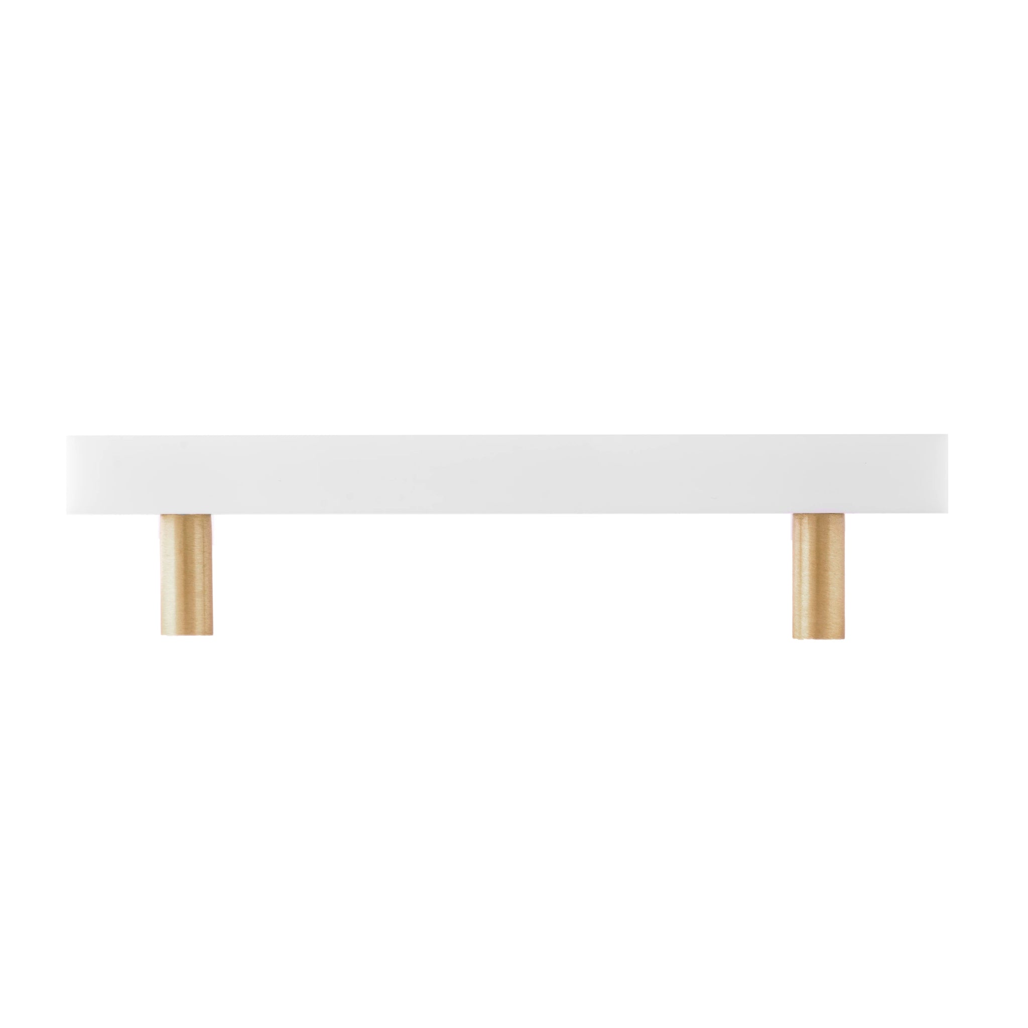 Noir Handle M-0012 in white marble & brass, 130mm, polished handle with brushed stem, for drawers by Mantara