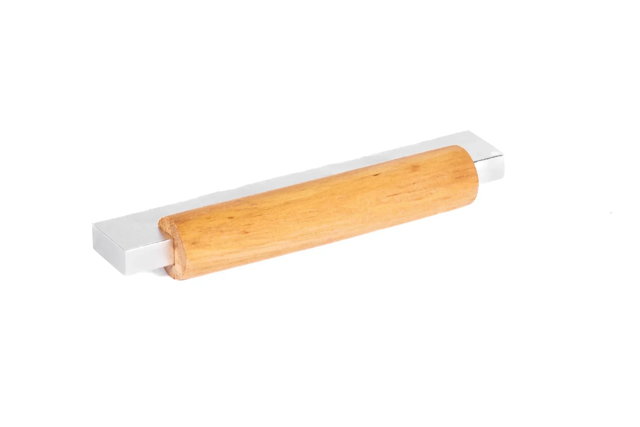 Mantara Oakley Handle W-0033 is a modern zinc alloy and beech wood handle in silver ideal for kitchen and dresser drawers.