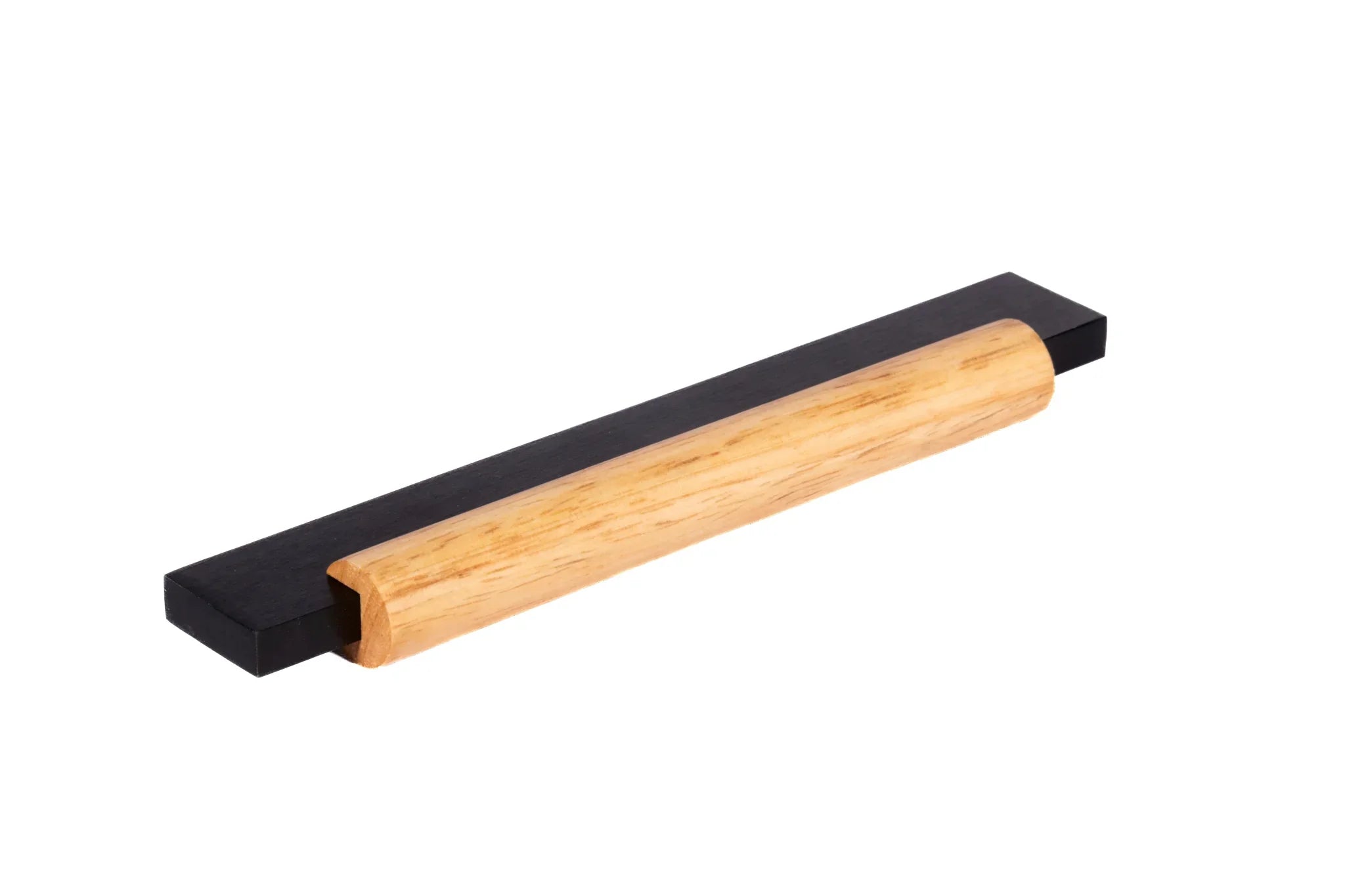 Mantara Oakley Handle W-0033 is a modern zinc alloy and beech wood handle in black, ideal for kitchen and dresser drawers.