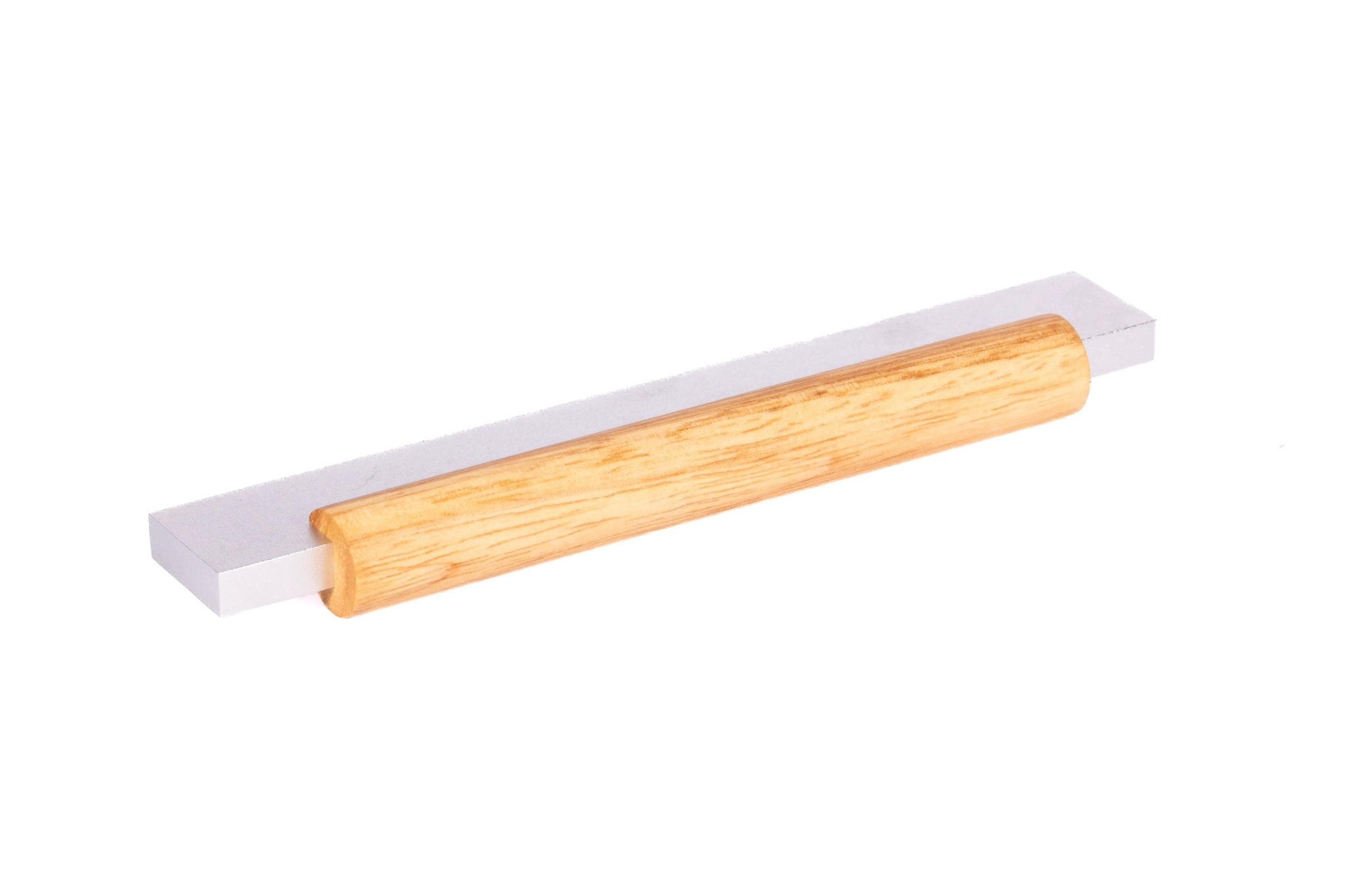 Mantara Oakley Handle W-0033 is a modern zinc alloy and beech wood handle in silver ideal for kitchen and dresser drawers.