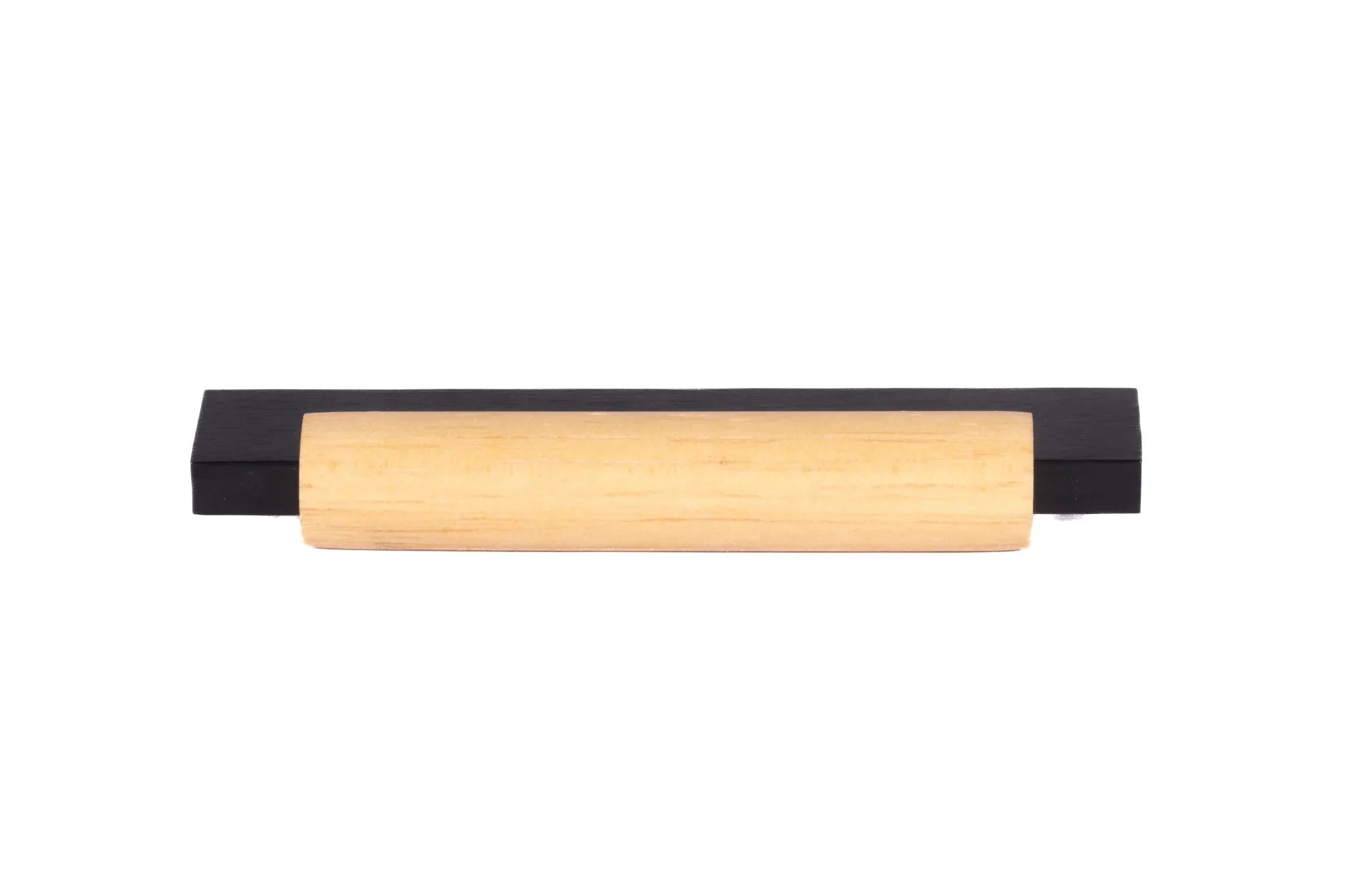 Mantara Oakley Handle W-0033 is a modern zinc alloy and beech wood handle in black, ideal for kitchen and dresser drawers.