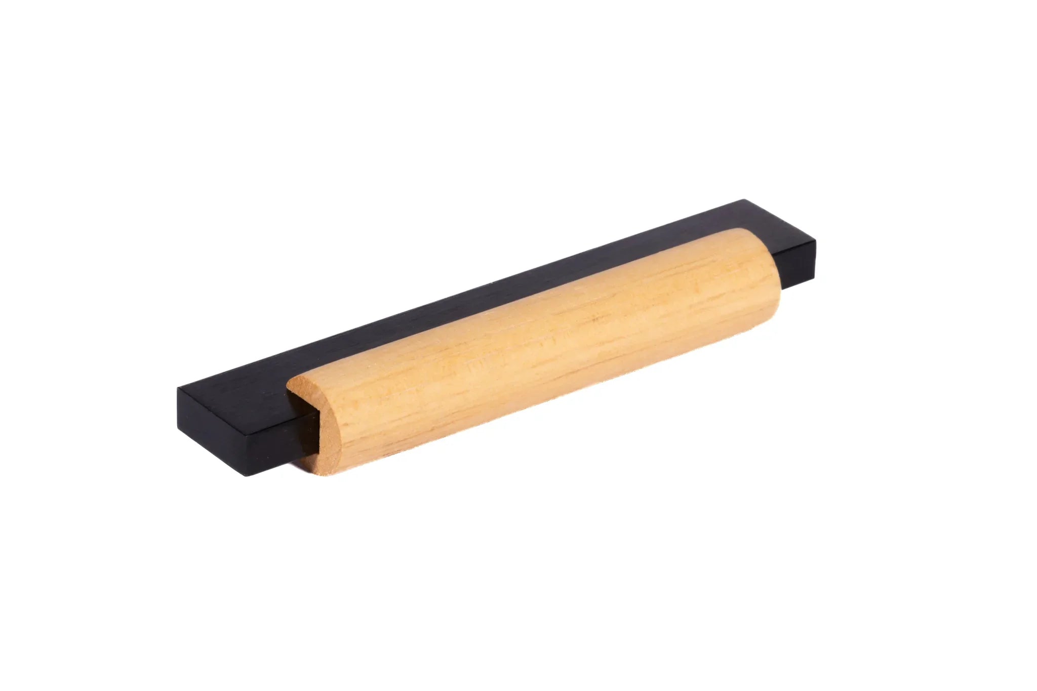 Mantara Oakley Handle W-0033 is a modern zinc alloy and beech wood handle in black, ideal for kitchen and dresser drawers.