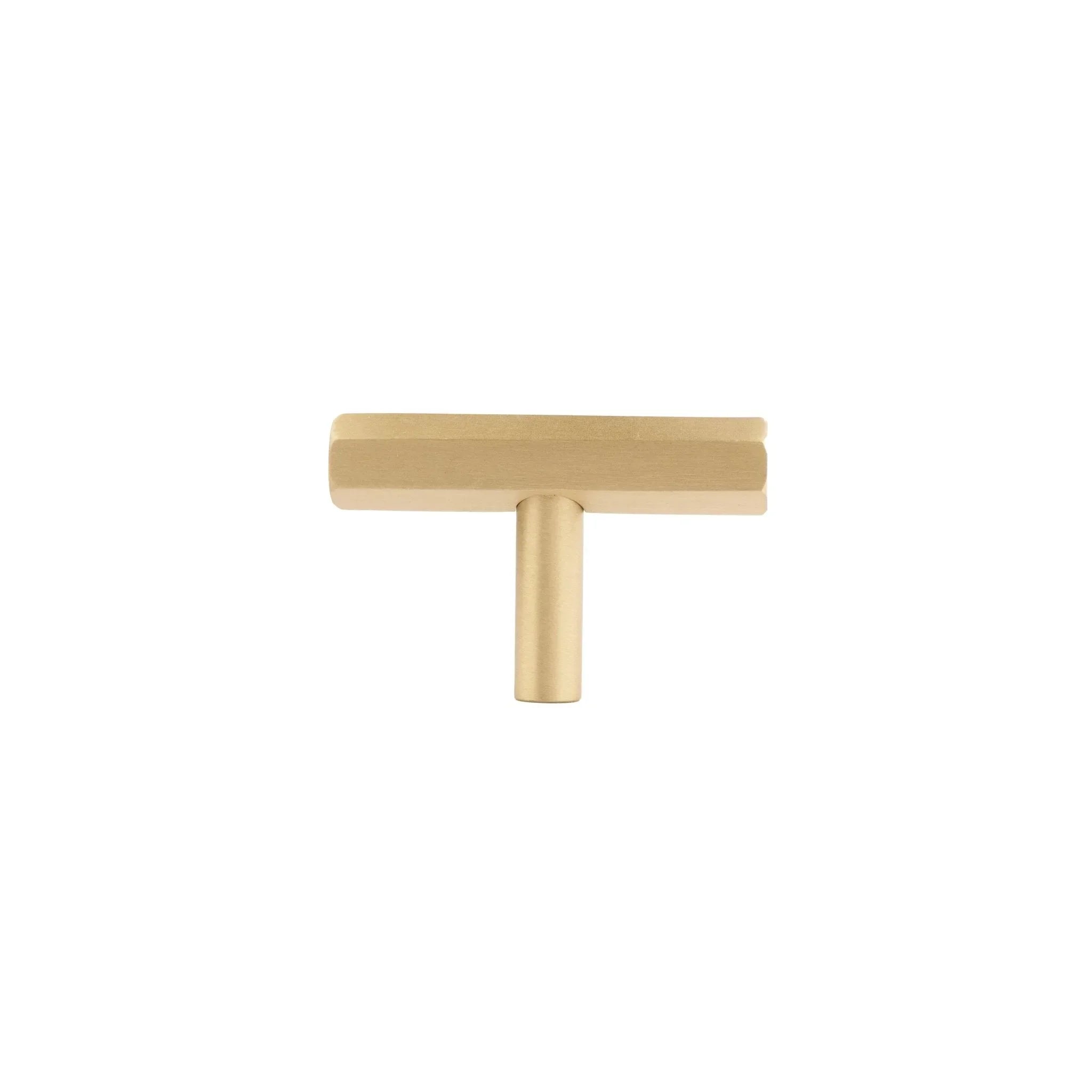 The Mantara B-0052 Oblivion T-Bar Handle is a modern solid brass handle in matte black, gold, and bronze, ideal for cabinets, kitchens, bedrooms, and drawers.