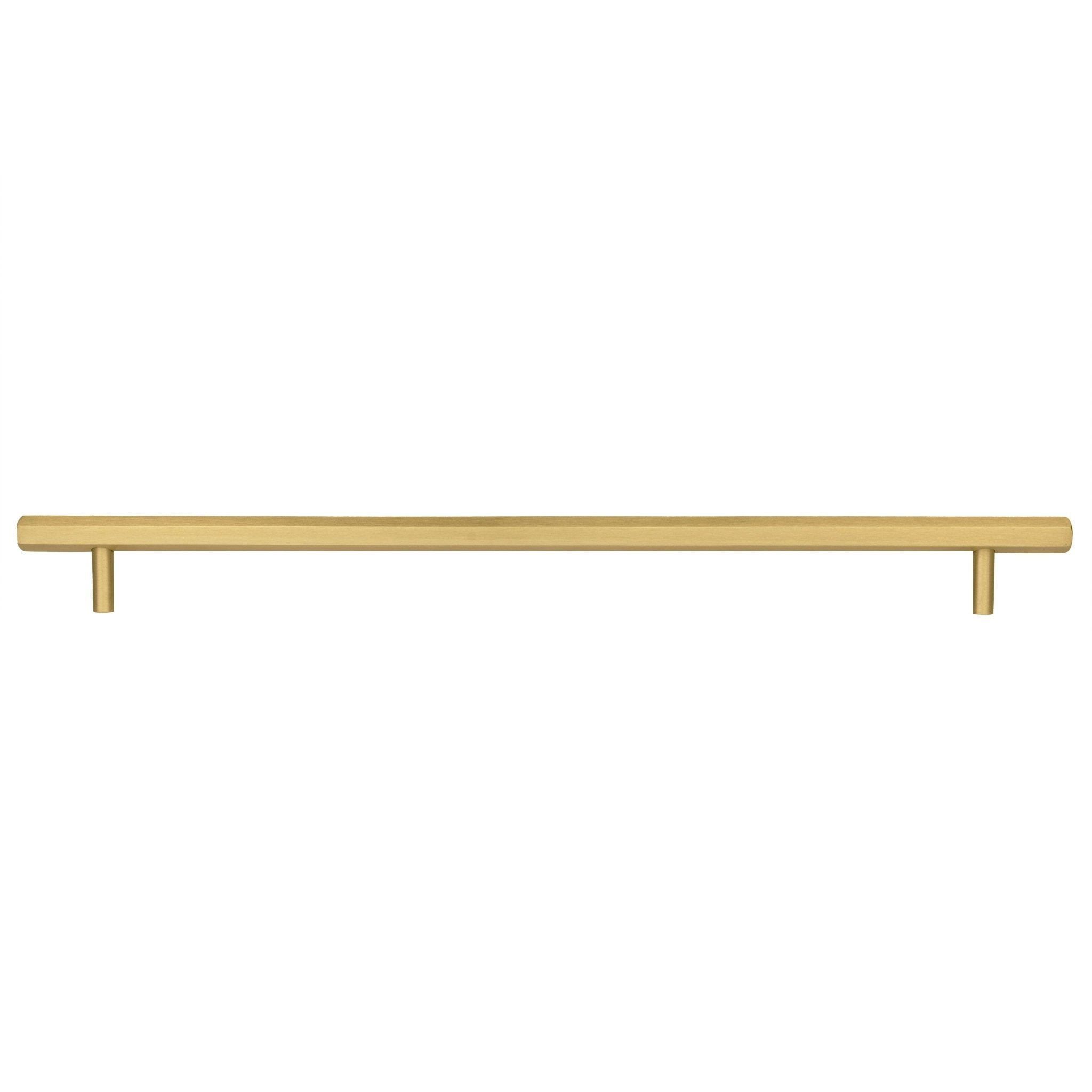 B-0052 Oblivion solid brass cabinet pull handle, polished gold, sizes 140mm & 270mm (CC 96mm & 224mm), for kitchen drawers & wardrobes by Mantara
