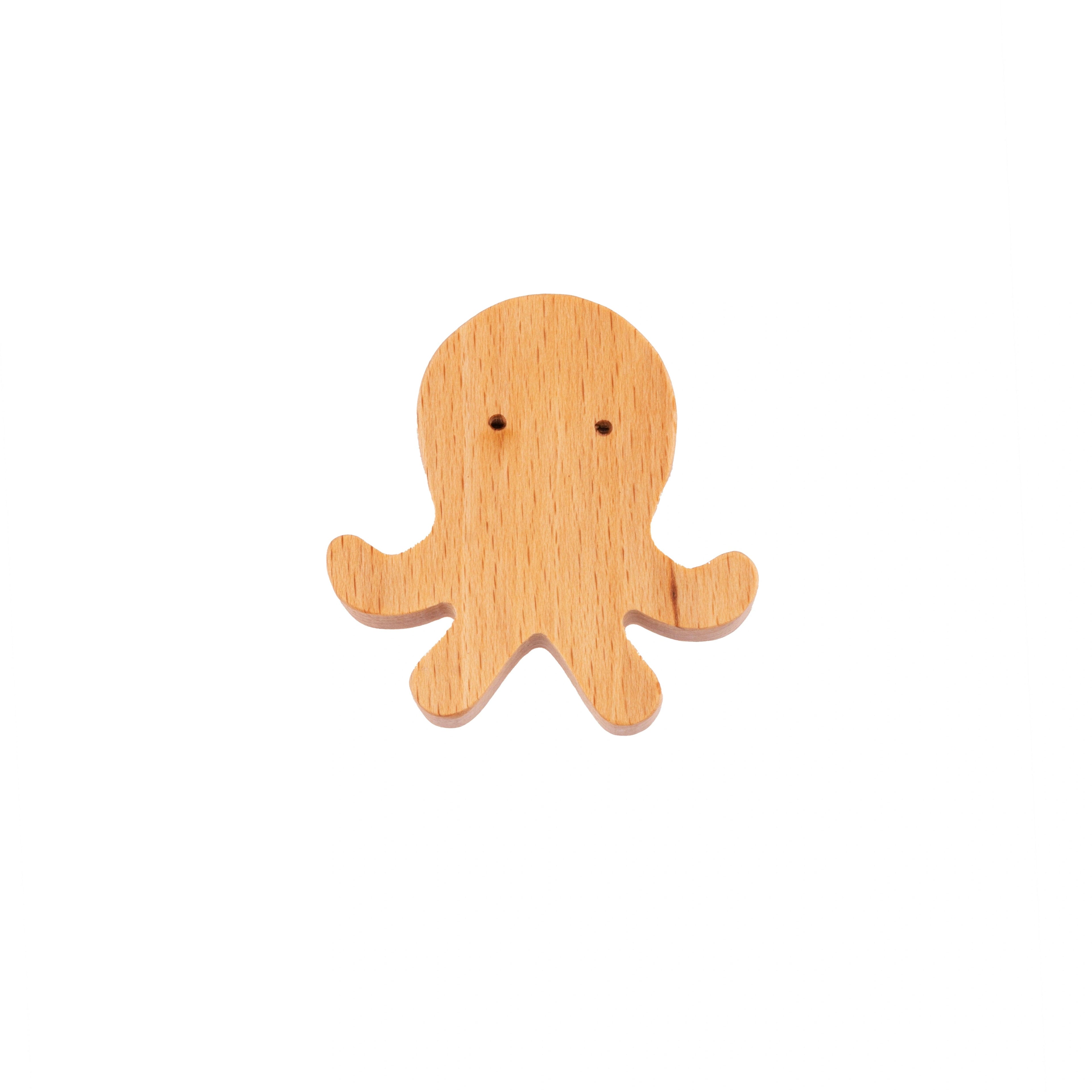 Mantara Octopus Knob W-0024 is a modern beige wooden knob/hook, ideal for kids’ rooms, doors, and cabinets.