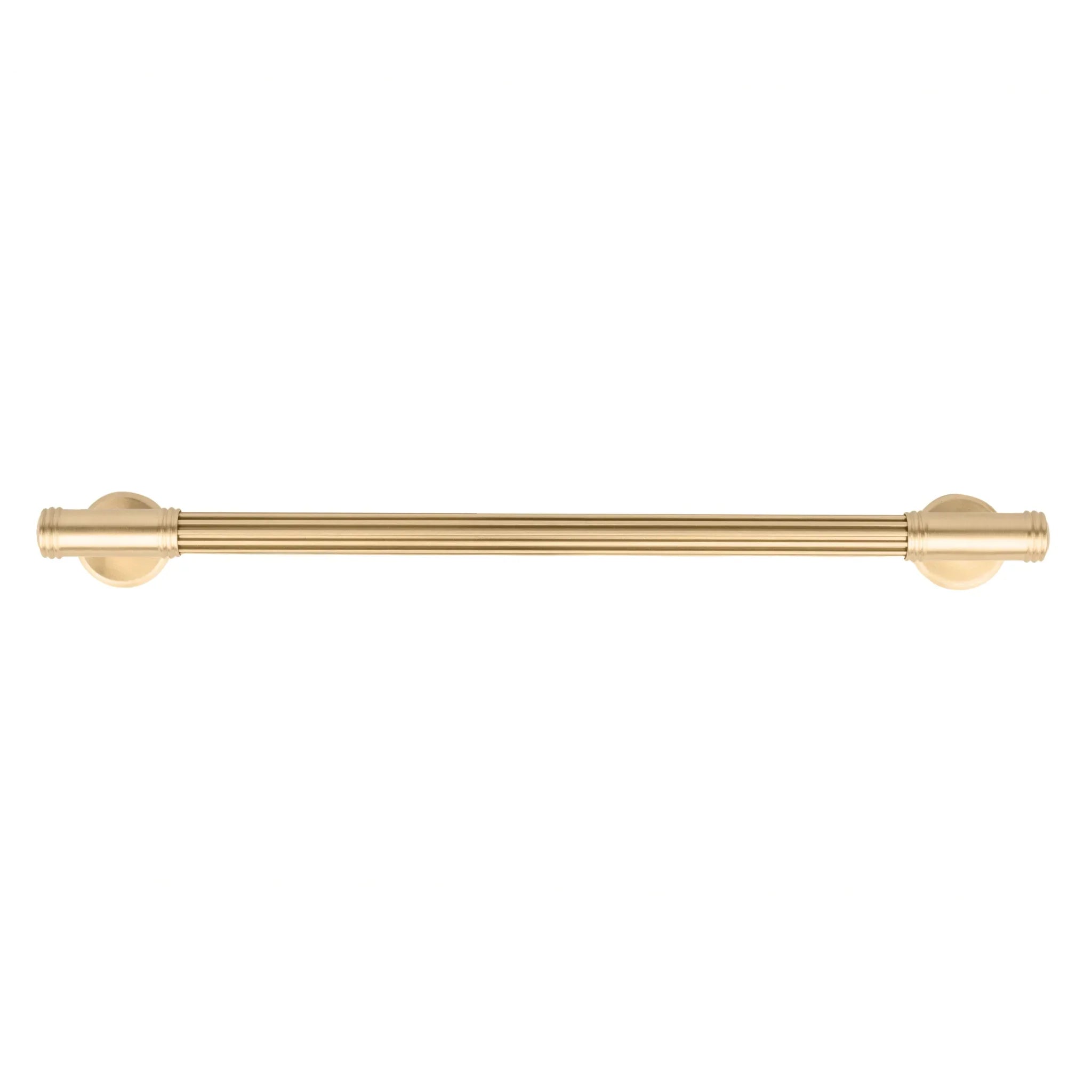 Mantara Olympus Handle B-0098 is a modern solid brass handle in brushed gold, perfect for wardrobes, kitchens, and cabinets.