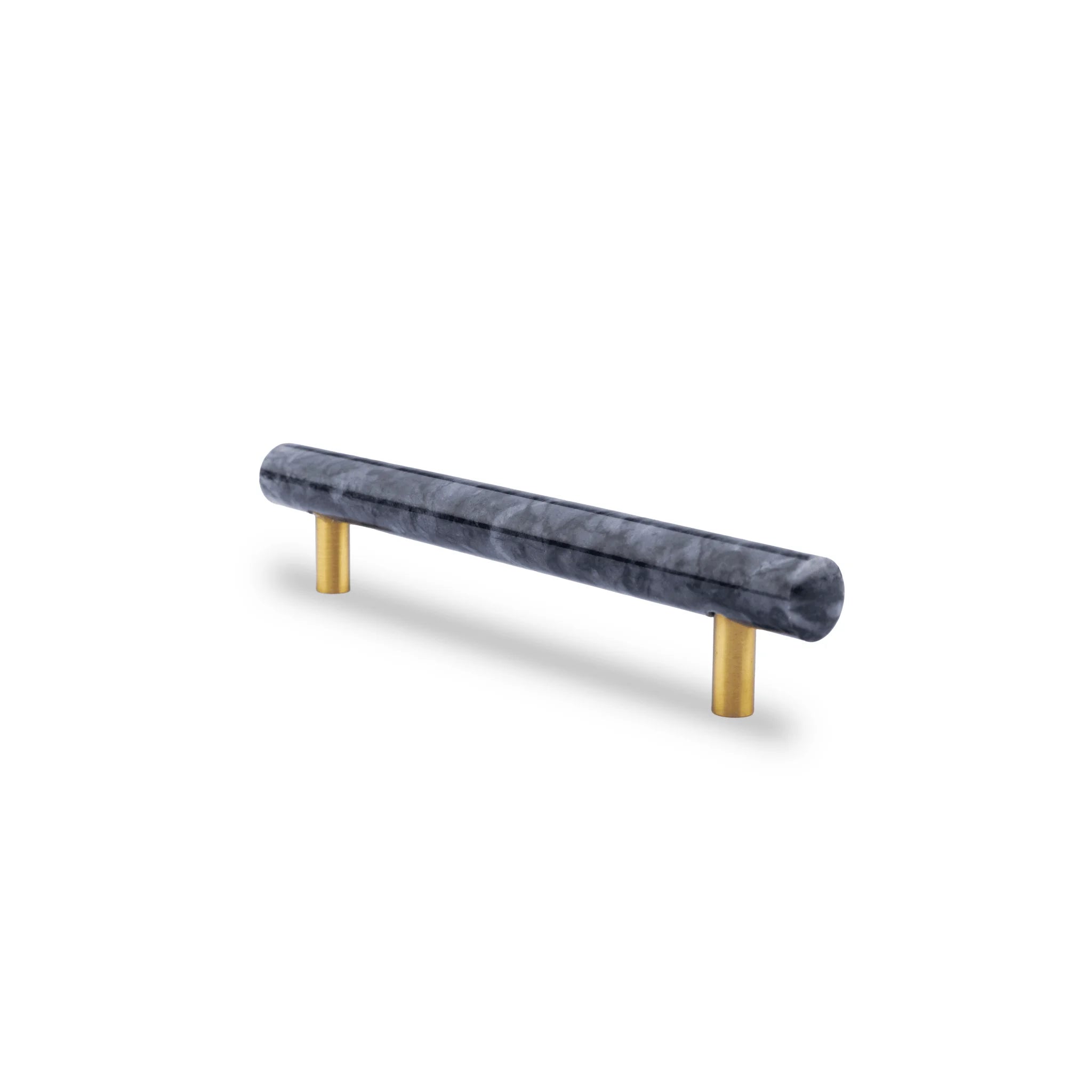 The Mantara M-0008-128 Onyx Handle is a modern marble and brass handle in black, ideal for wardrobes and cabinets.