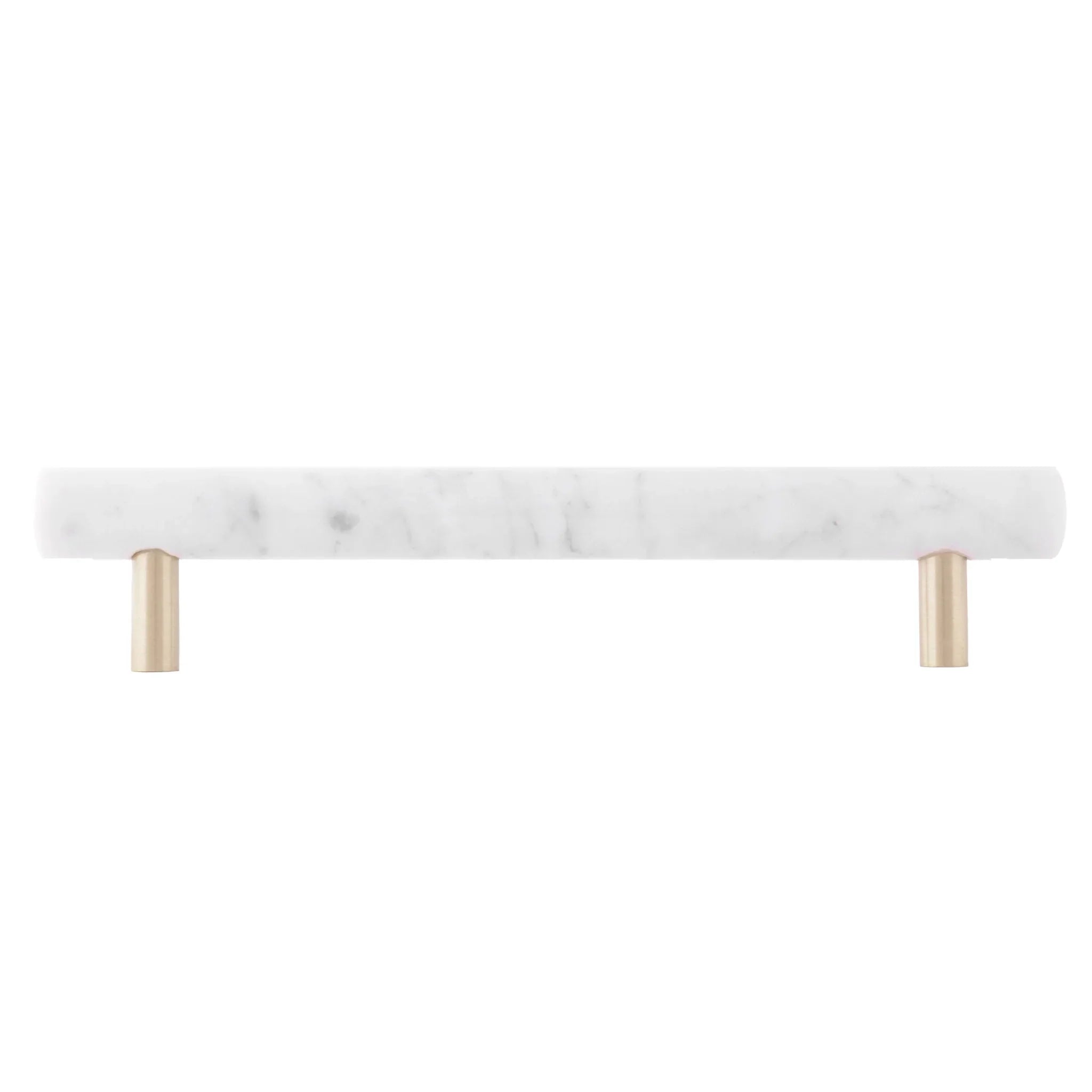 The Mantara M-0008-128 Onyx Handle is a modern marble and brass handle in white, ideal for wardrobes and cabinets.