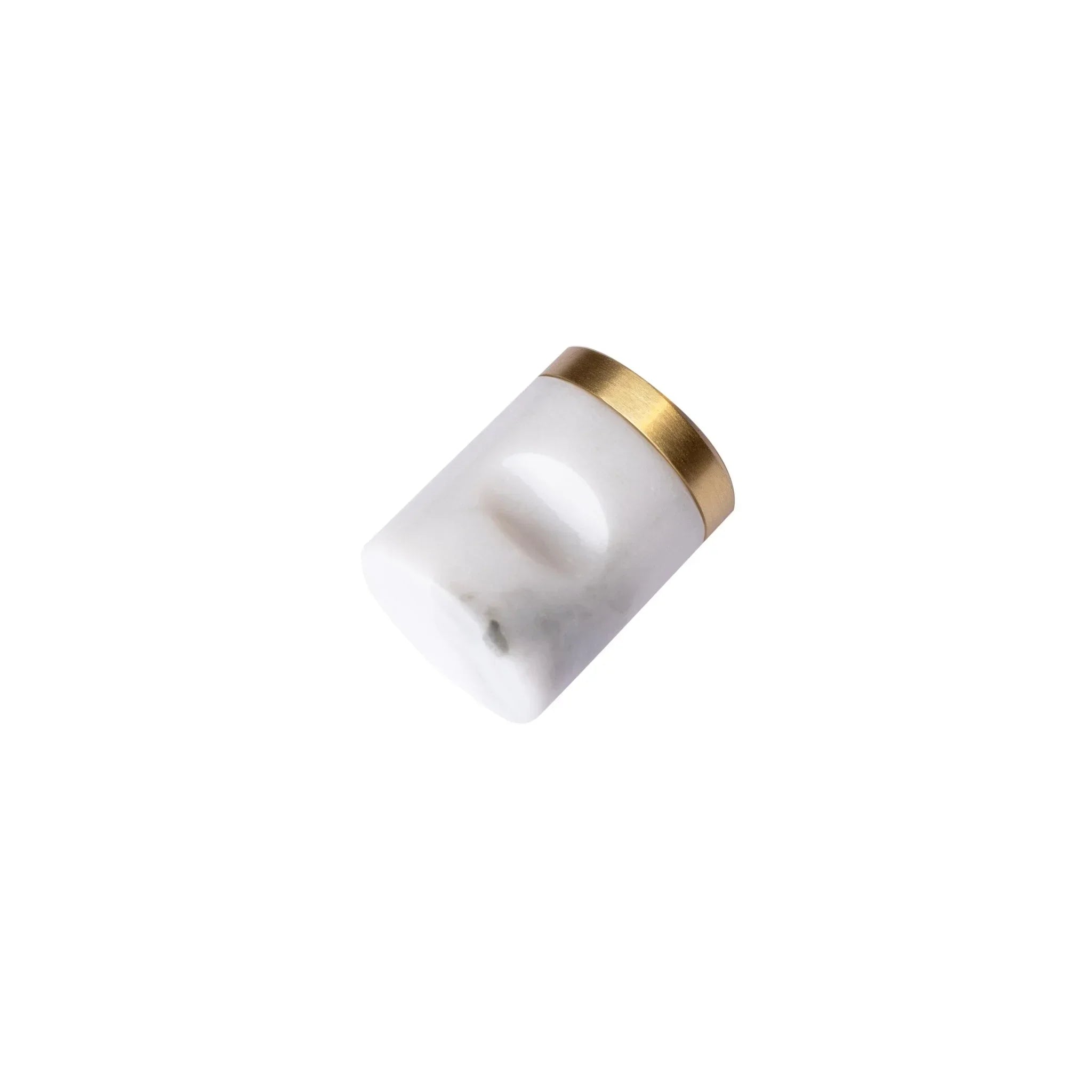 The Mantara M-0008 Onyx Knob is a modern marble and brass knob in white, ideal for doors, cabinets, and furniture.