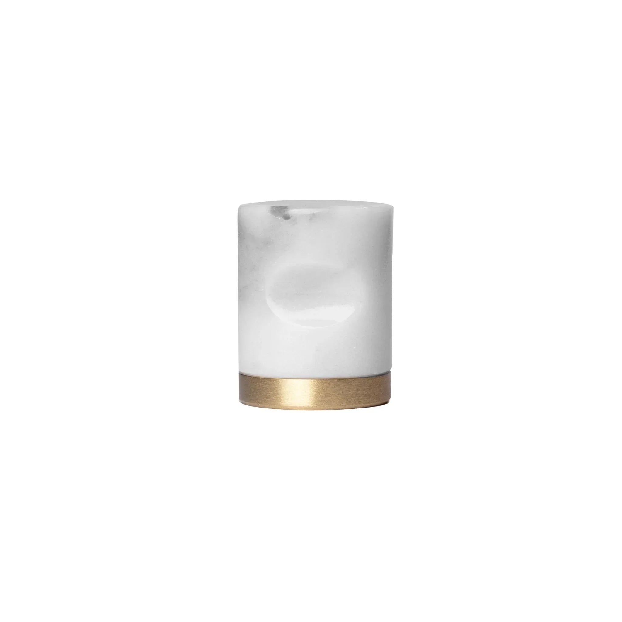 The Mantara M-0008 Onyx Knob is a modern marble and brass knob in white, ideal for doors, cabinets, and furniture.