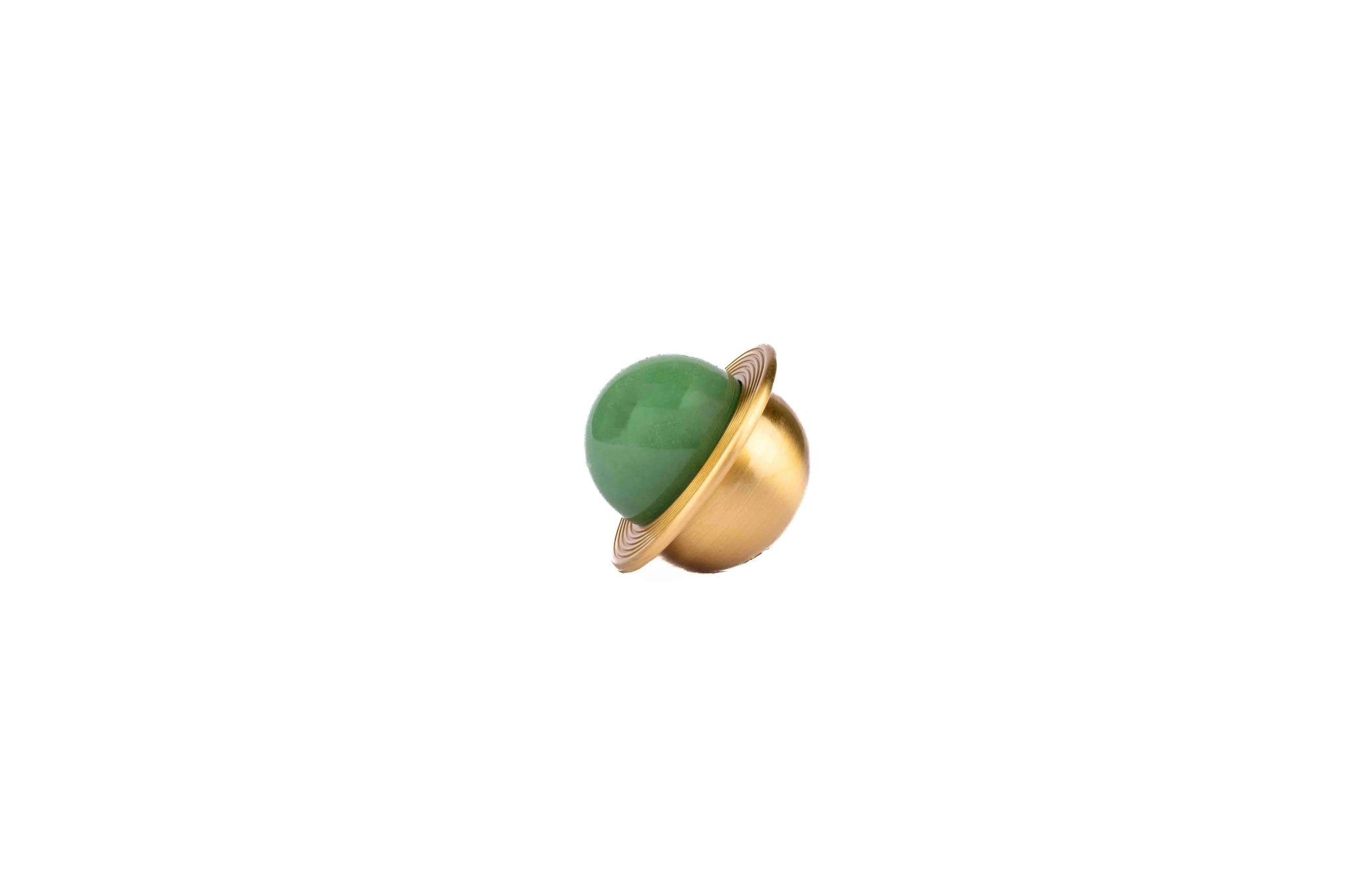 The Mantara C-0017 Opalia Knob is a modern crystal and brass knob green, ideal for drawers and cabinets.