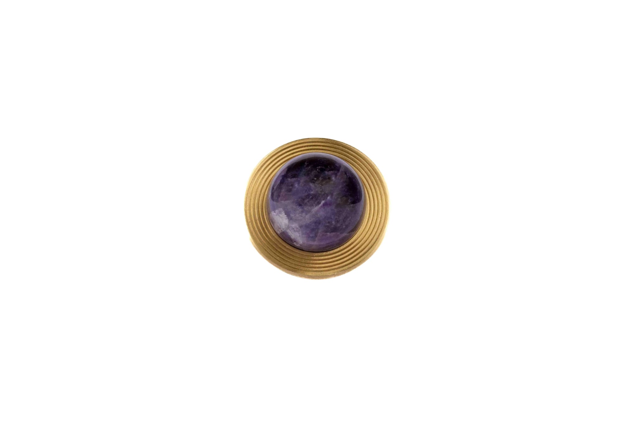 The Mantara C-0017 Opalia Knob is a modern crystal and brass knob purple, ideal for drawers and cabinets.