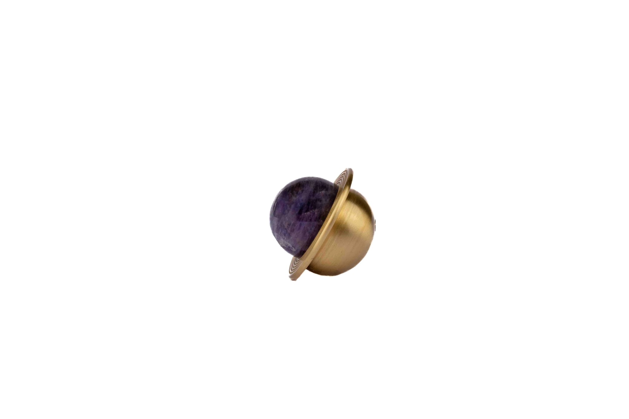 The Mantara C-0017 Opalia Knob is a modern crystal and brass knob purple, ideal for drawers and cabinets.