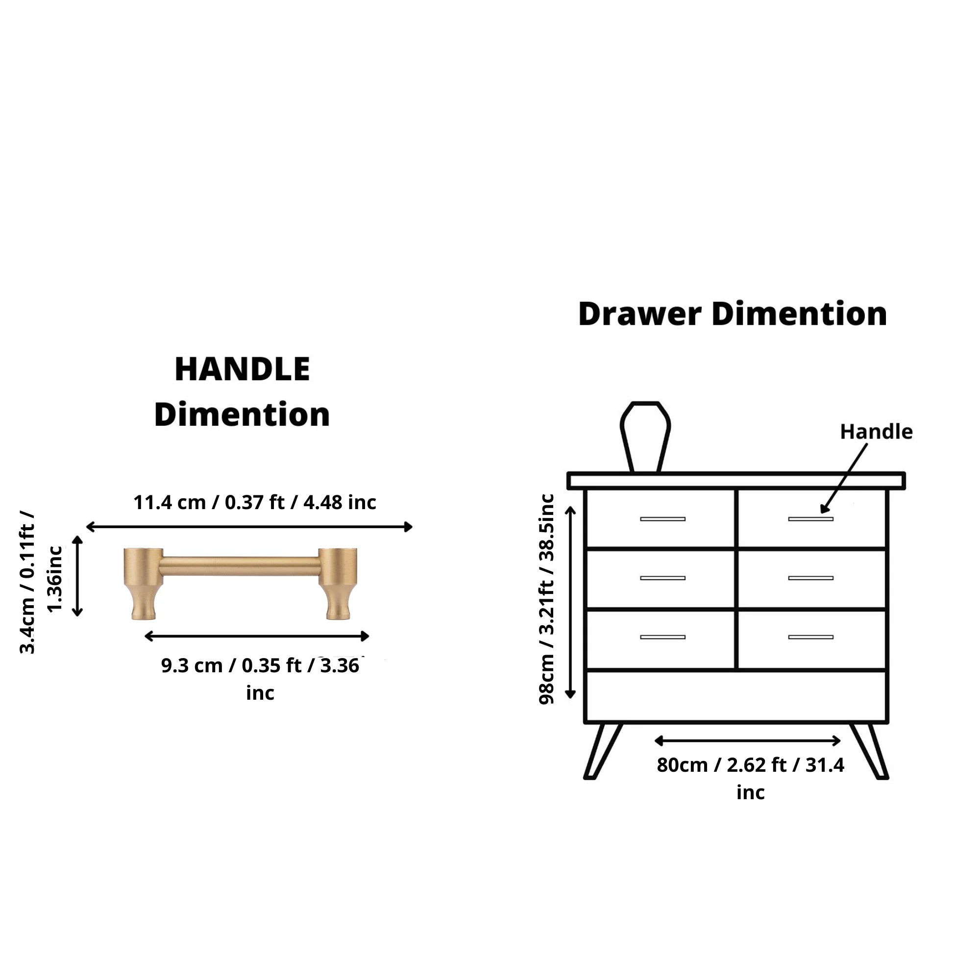 Cabinet pull handle, brass and wood, brown & gold brushed finish, Mantara, Oriana Handle W-0015, elegant for furniture and wardrobes.