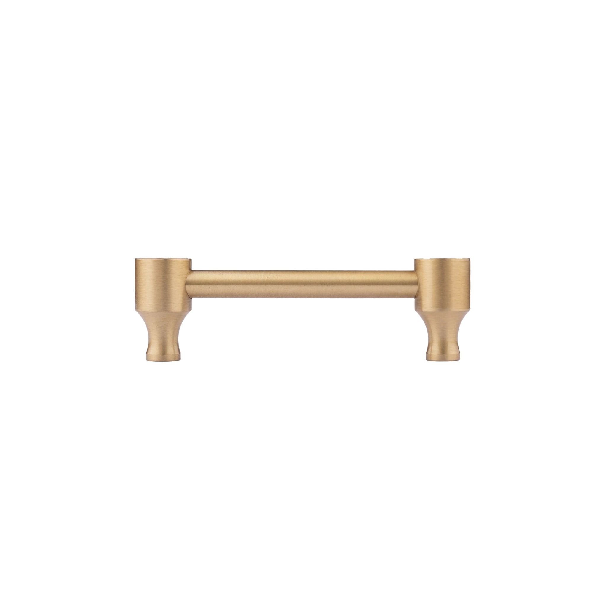 Cabinet pull handle, brass and wood, brown & gold brushed finish, Mantara, Oriana Handle W-0015, elegant for furniture and wardrobes.