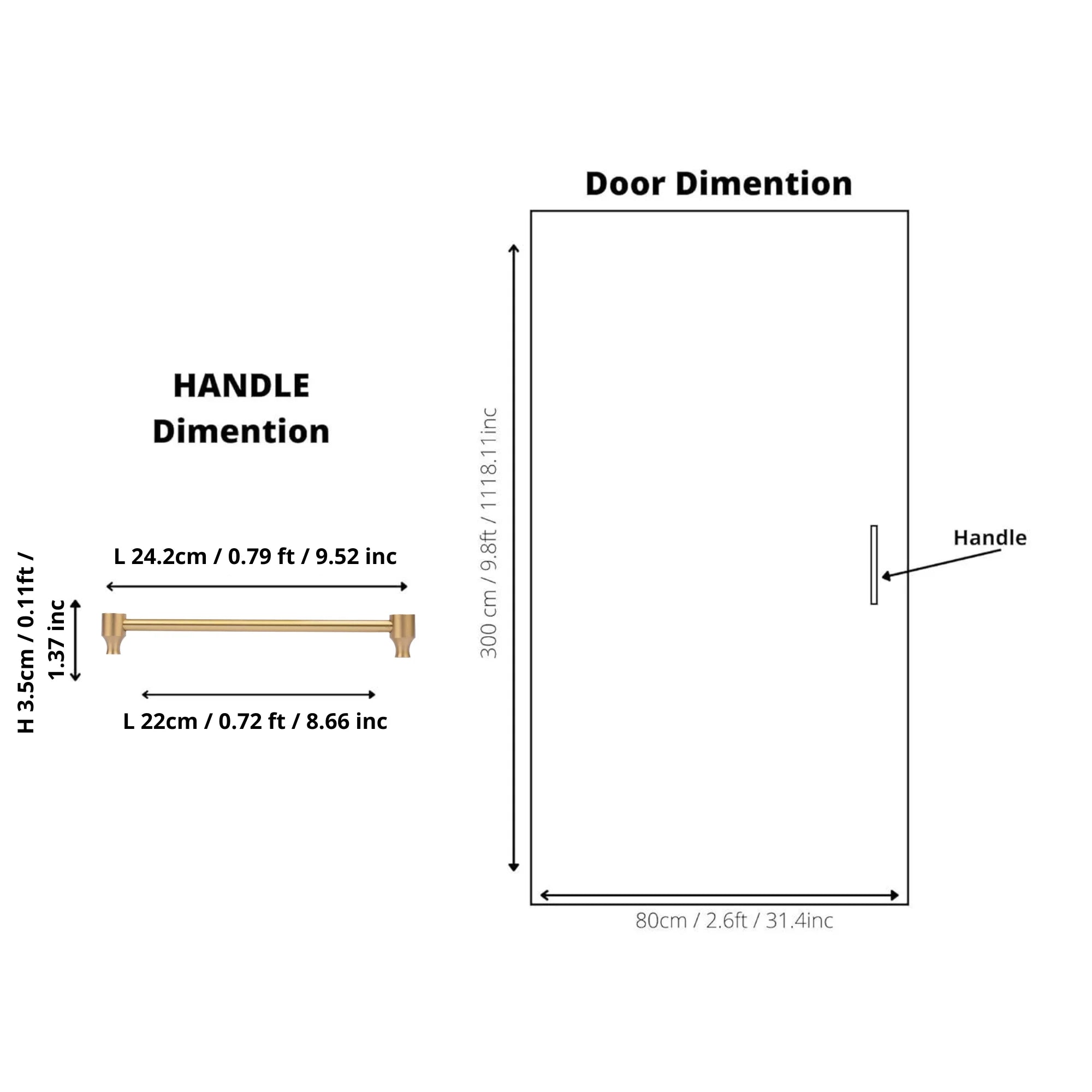 Cabinet pull handle, brass and wood, brown & gold brushed finish, Mantara, Oriana Handle W-0015, elegant for furniture and wardrobes.