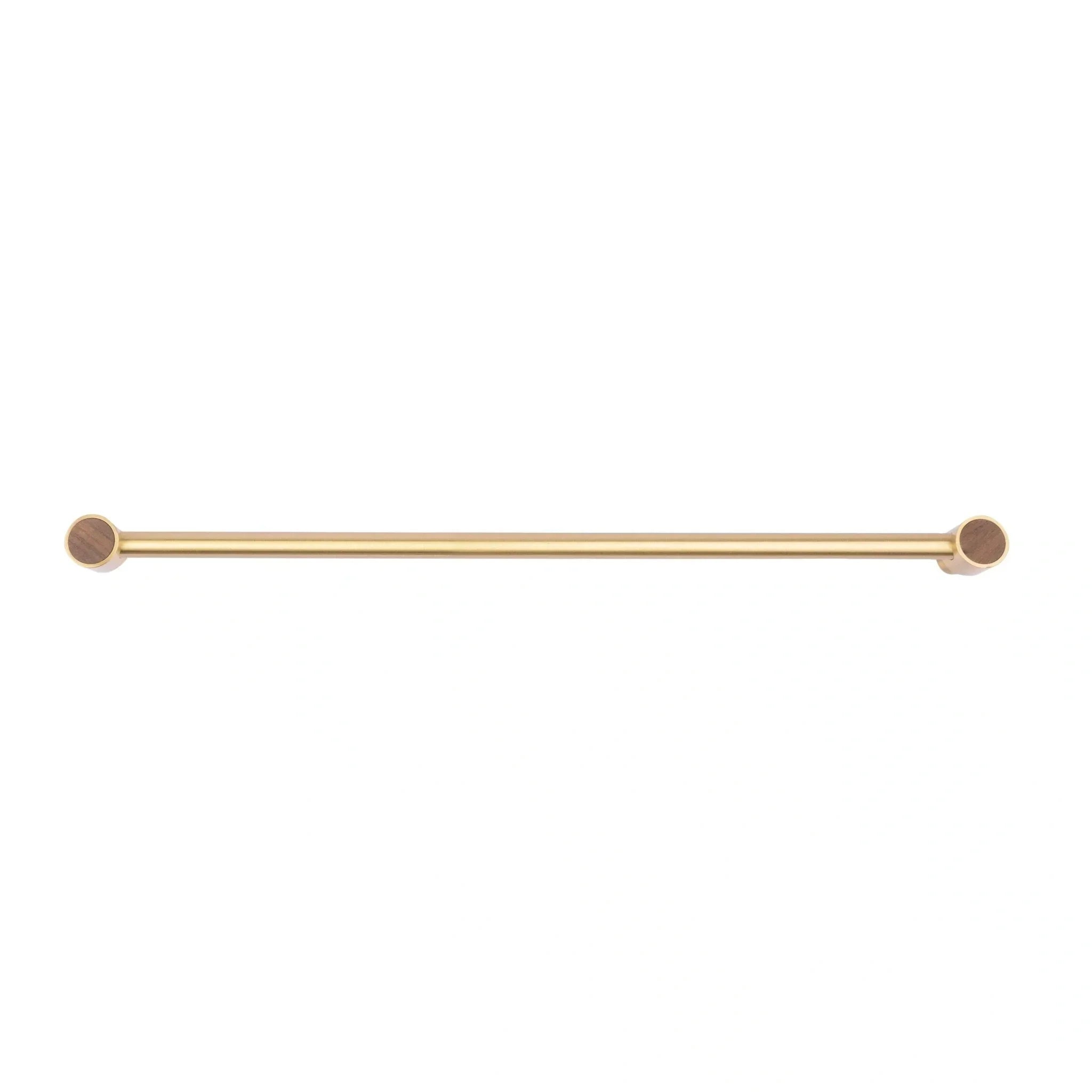 Mantara Oriana Handle W-0015 is a modern brass & wood handle in brown+gold with brushed finish, ideal for doors & cabinets.