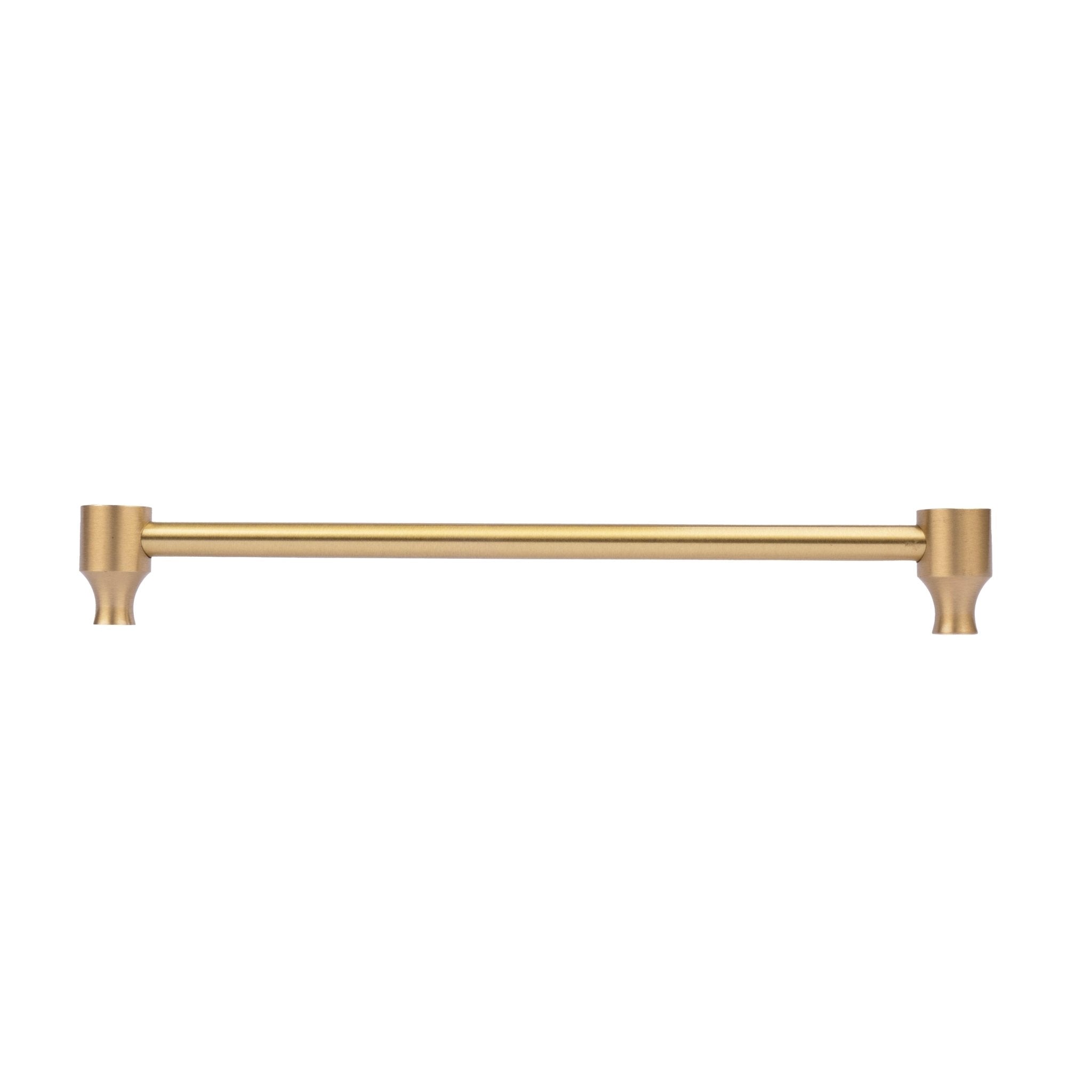 Cabinet pull handle, brass and wood, brown & gold brushed finish, Mantara, Oriana Handle W-0015, elegant for furniture and wardrobes.