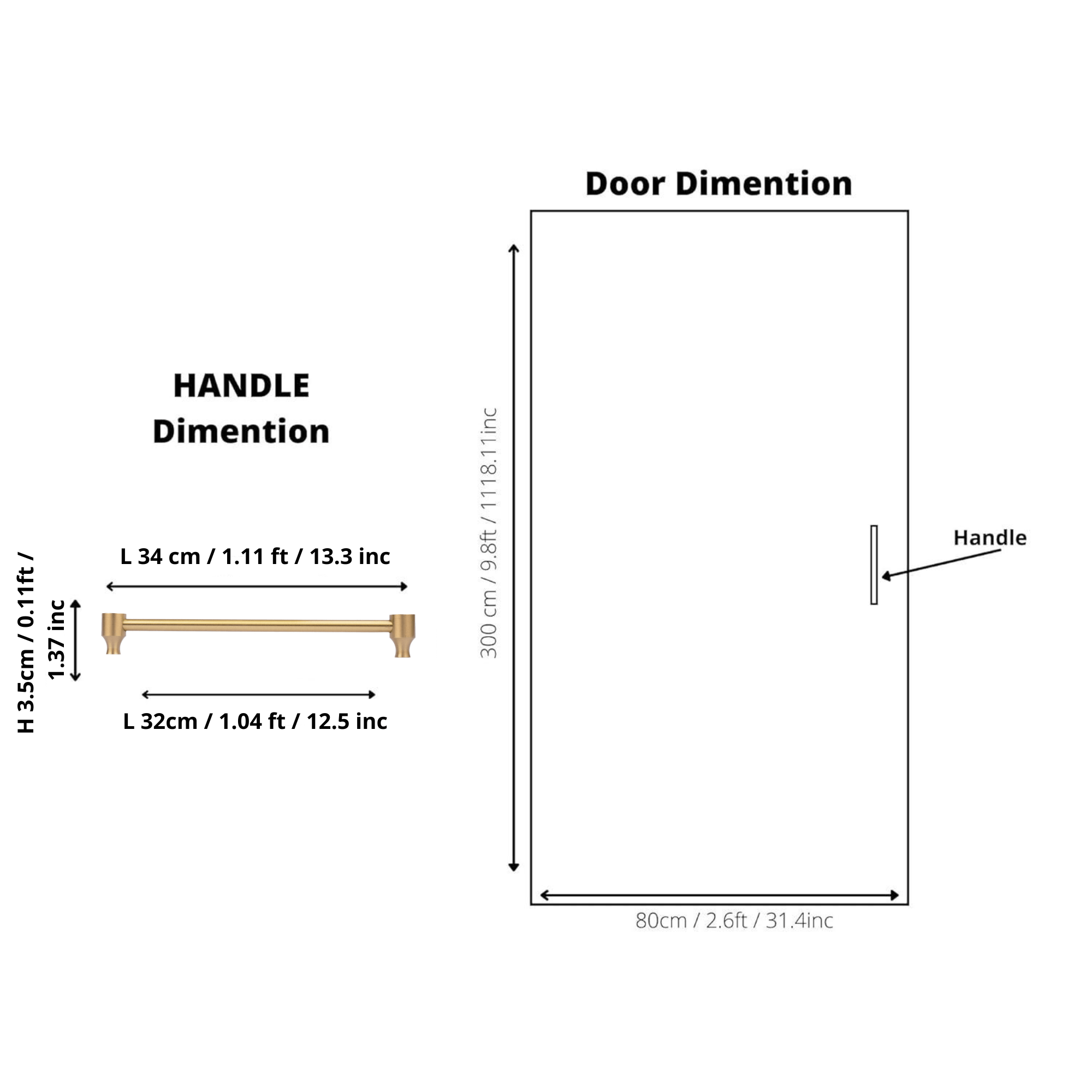 Cabinet pull handle, brass and wood, brown & gold brushed finish, Mantara, Oriana Handle W-0015, elegant for furniture and wardrobes.