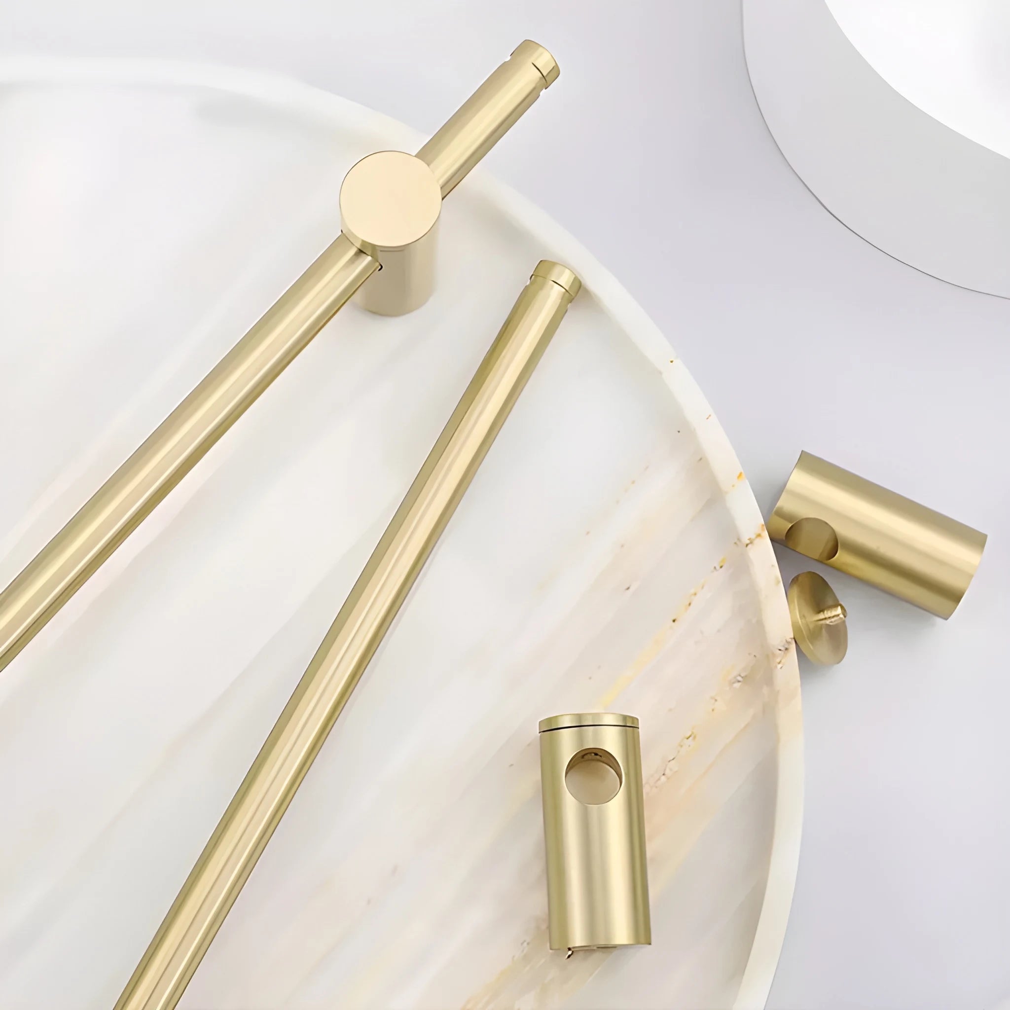 Mantara Marula Handle SKU B-0081 is a modern solid brass handle in polished gold for wardrobes and cabinets.