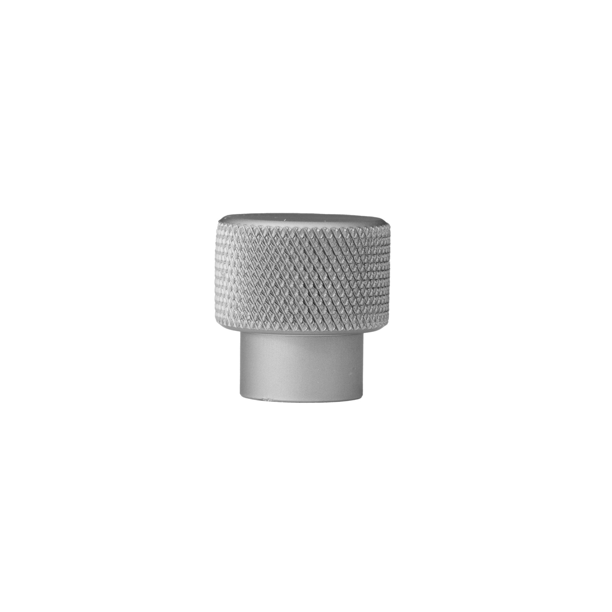 A knurled aluminum alloy knob/handle in matte grey and rose gold finish, Mantara AL-0001 furniture hardware, MANTARA.