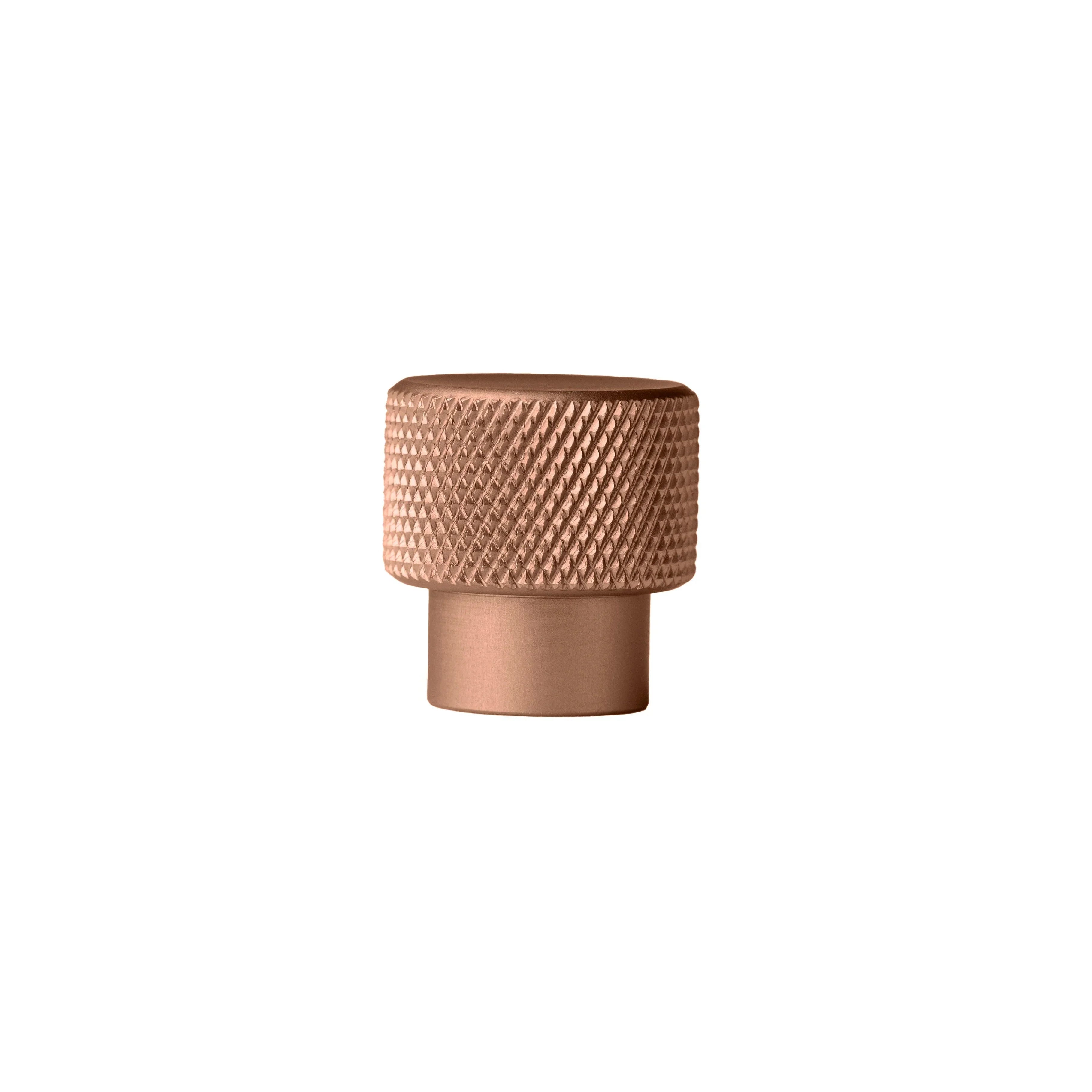 The Mantara AL-0001 Ornate Knurled Knob is a modern aluminium alloy knob in rose gold matte finish, ideal for doors and cabinets.